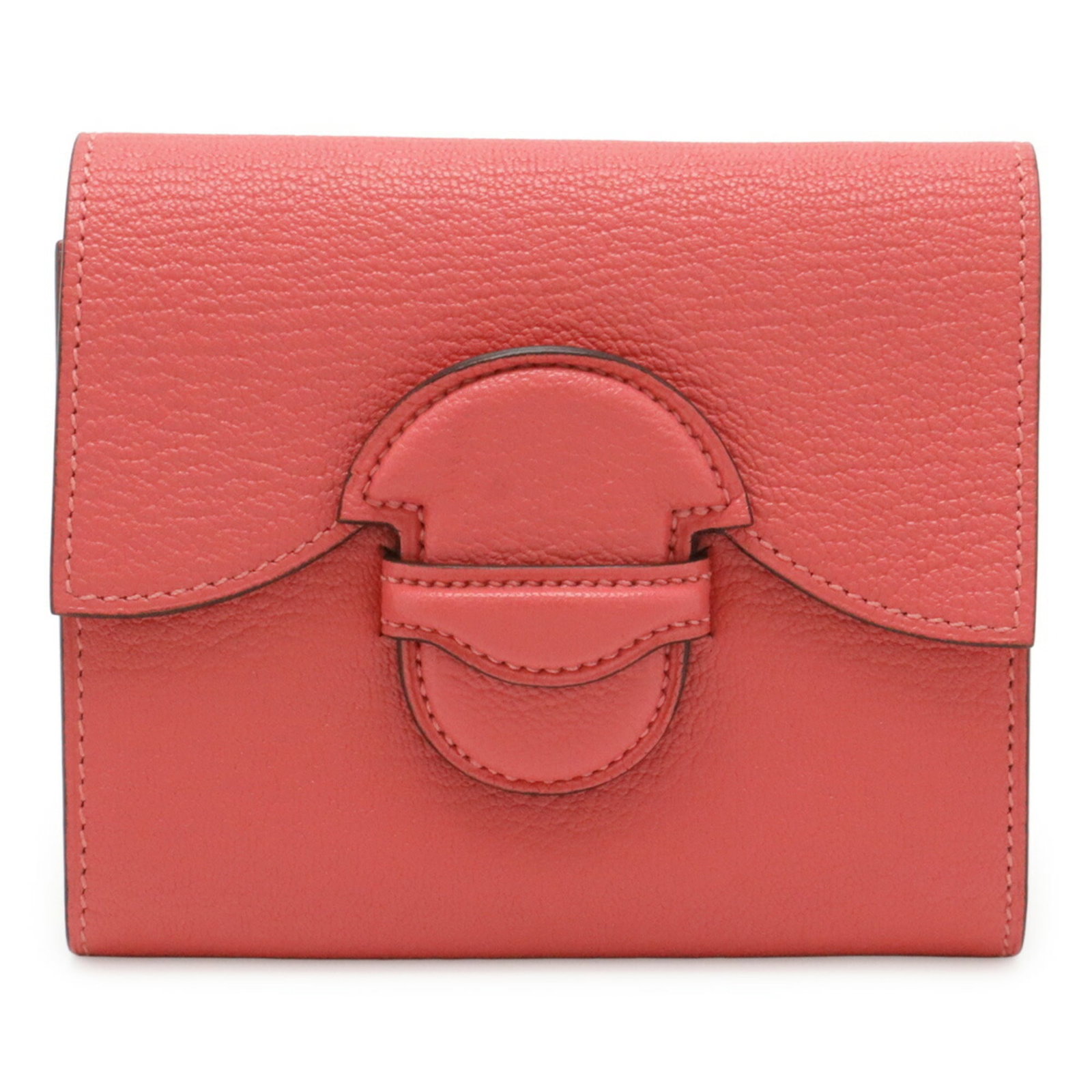 Chevre Leather Bi Fold Wallet Hermes: Chevre Leather Bi Fold Wallet Hermes Chevre leather bi-fold wallet from Hermes, crafted in France, features a Rose azalee color and measures 10.5cm x 12cm x 4.13'' x 4.72''. This wallet showcases the