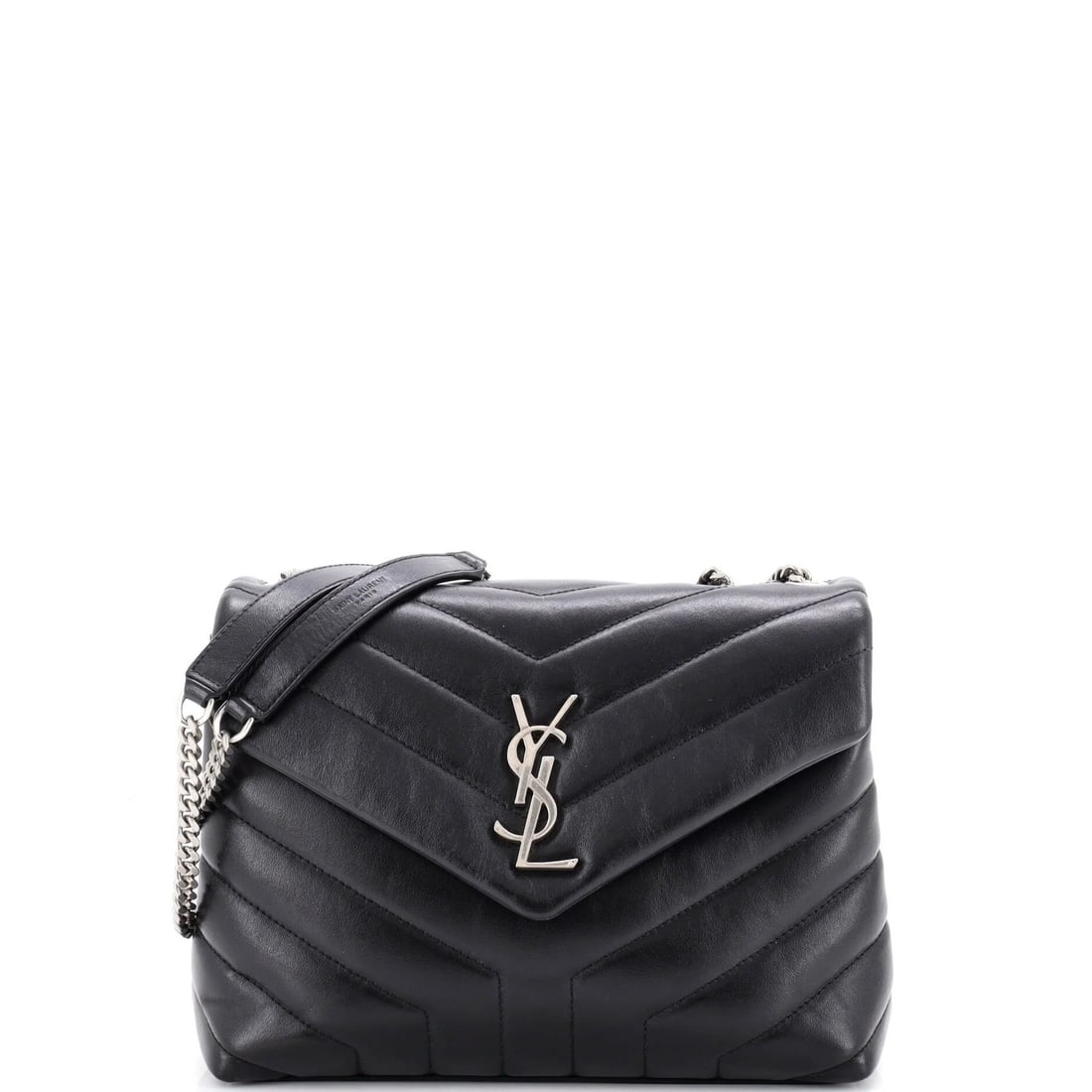 Laurent Saint Loulou Small Matelasse Leather Chevron Shoulder Bag: Laurent Saint Loulou Small Matelasse Leather Chevron Shoulder Bag The Saint Laurent Small Matelasse Leather Chevron Shoulder Bag features a sleek black exterior with a unique chevron pattern, adding