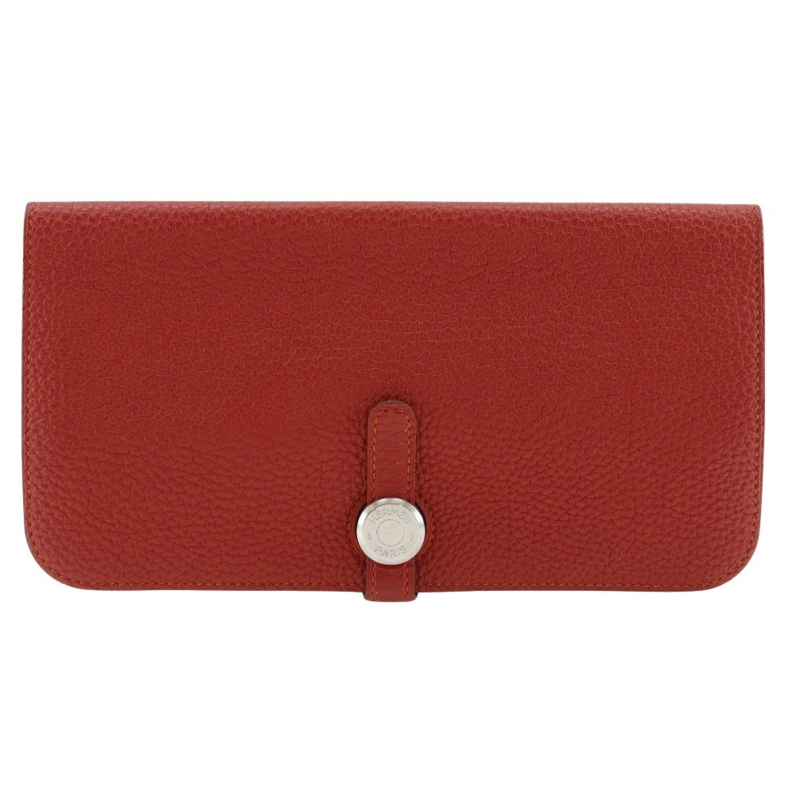 Hermes Long Wallet (Bi-Fold) Togo Leather: Hermes Long Wallet (Bi-Fold) Togo Leather Togo leather craftsmanship meets timeless elegance in this bi-fold long wallet from Hermes, featuring a striking red color and classic design. Made from