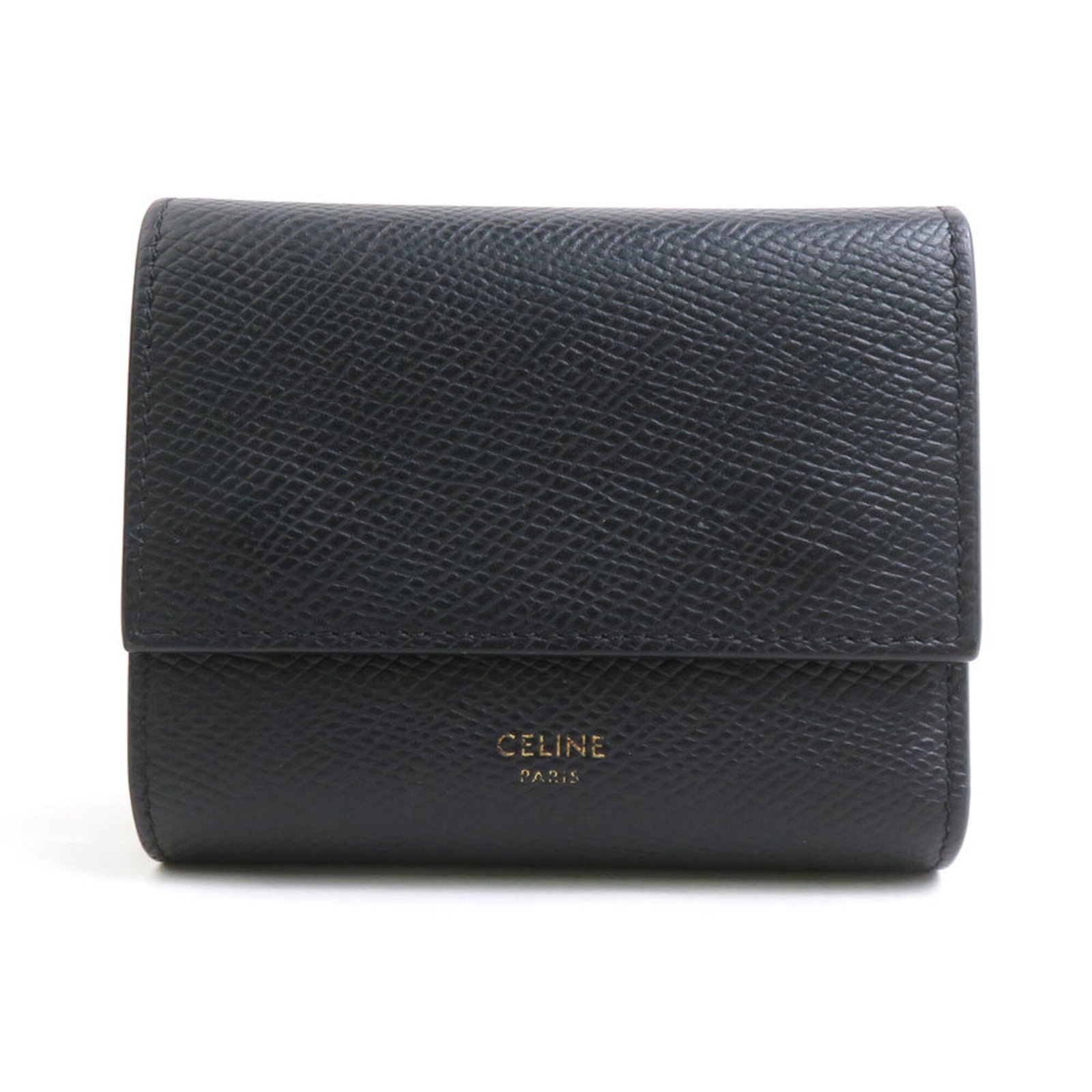 Celine Leather Wallet Fold: Celine Leather Wallet Fold Celine Leather Wallet Fold boasts a sleek, sophisticated design with a classic tri-fold layout, crafted from high-quality Italian leather in a timeless black hue. Measuring