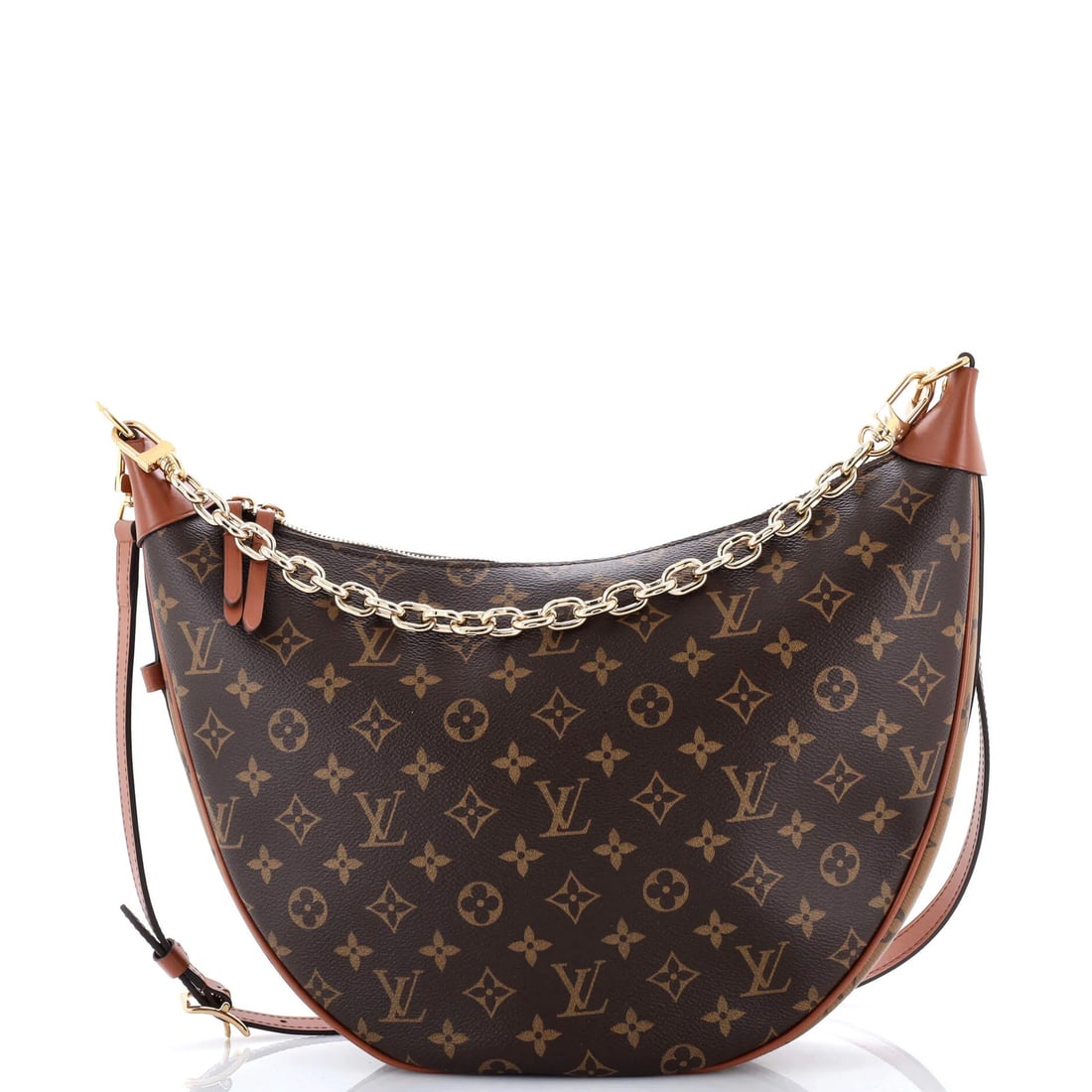 Louis Vuitton Loop Hobo Reverse Monogram Canvas: Louis Vuitton Loop Hobo Reverse Monogram Canvas Brown Louis Vuitton Loop Hobo Reverse Monogram Canvas with minor creases and a gold-toned hardware. This bag features a classic design with a 10" handle