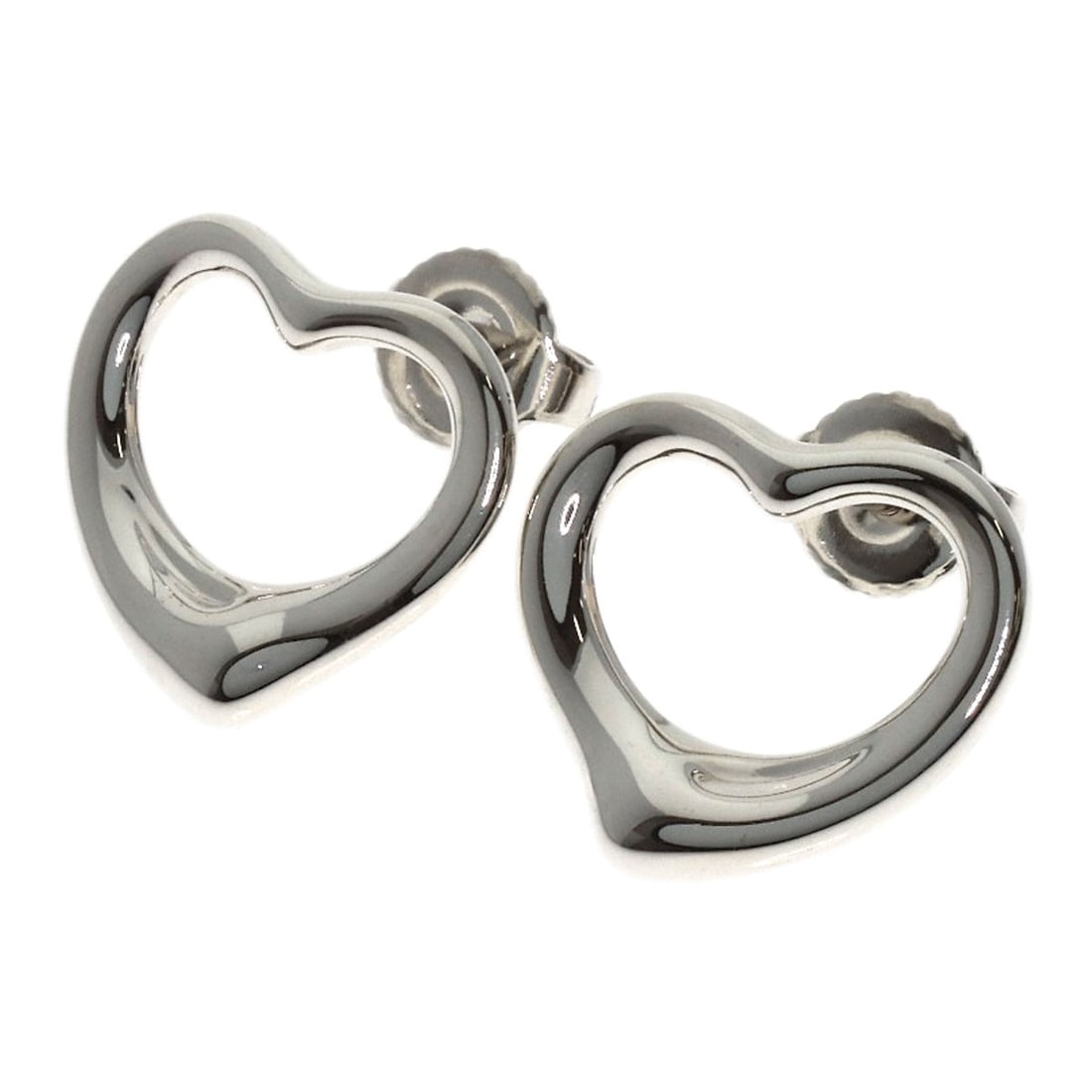 Silver Open Heart Earring Tiffany&Co K14Wg: Silver Open Heart Earring Tiffany&Co K14Wg Silver Open Heart Earring from Tiffany&Co. Features a sleek, silver design with an open heart shape, showcasing a minimalist aesthetic. Made from high-qualit