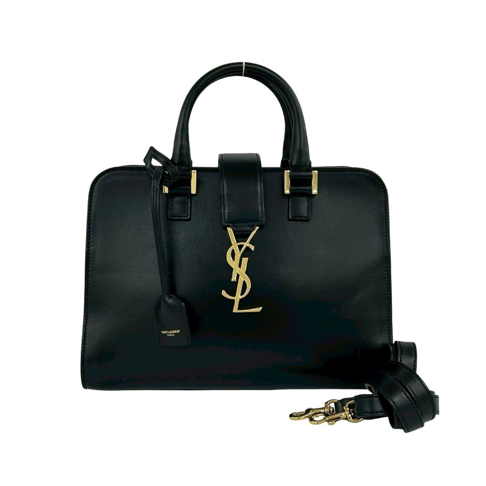 Leather Yves Saint Laurent Handbag Shoulder Bag: Leather Yves Saint Laurent Handbag Shoulder Bag Black leather Yves Saint Laurent shoulder bag with classic design and timeless elegance. Measuring 18.5cm x 25.5cm x 12cm, this stylish handbag is