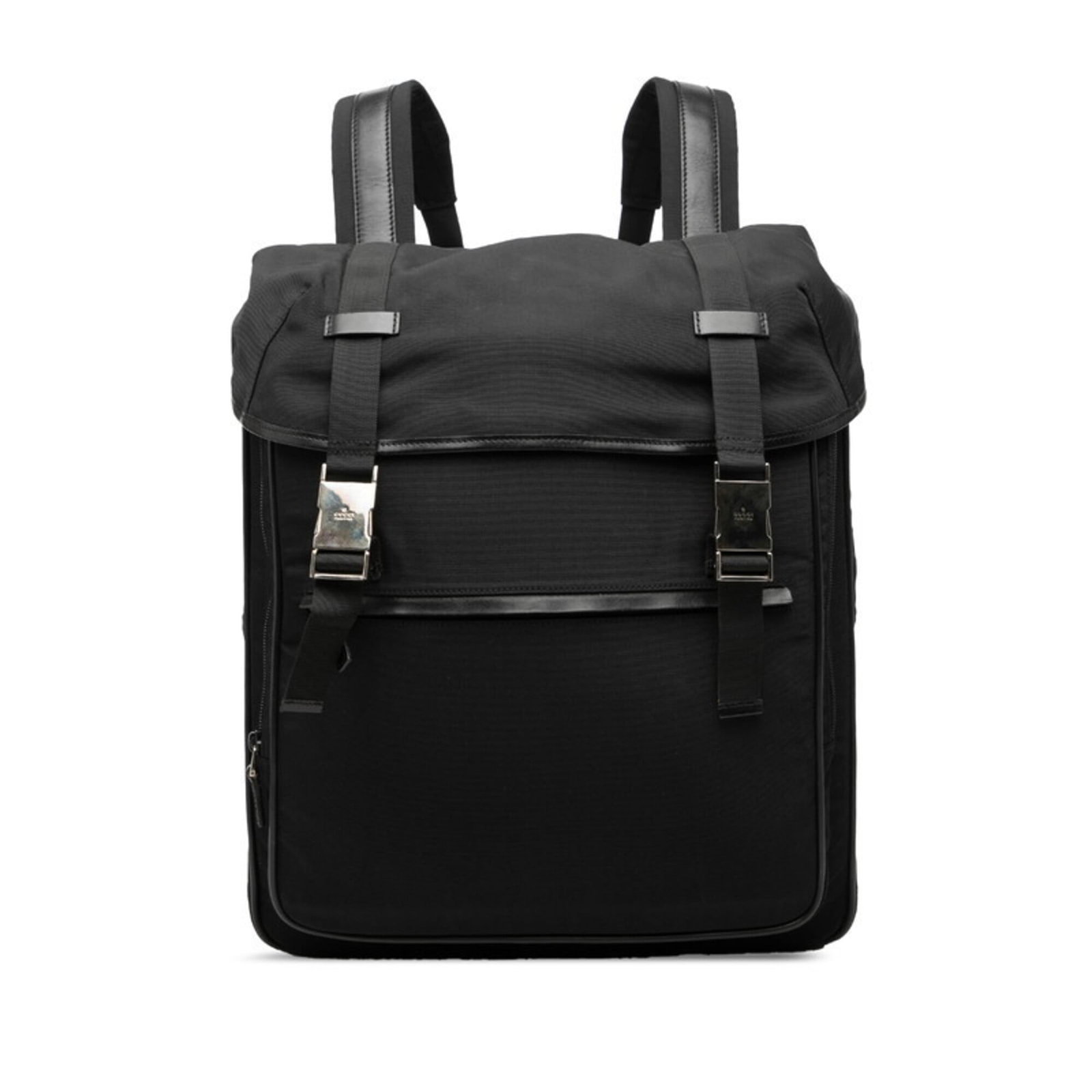Nylon Leather Backpack Gucci: Nylon Leather Backpack Gucci Nylon and leather construction provides a durable and versatile backpack design. The black color and 44cm x 33cm x 13cm dimensions make it a practical and portable