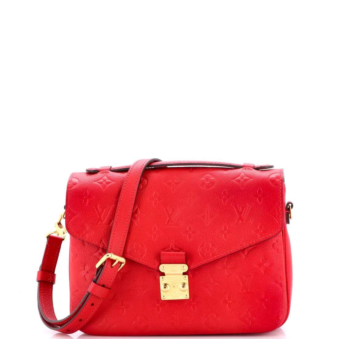 Empreinte Leather Pochette Monogram Vuitton Louis: Empreinte Leather Pochette Monogram Vuitton Louis Red Empreinte Leather Pochette Monogram Vuitton Louis, a stylish cross body bag with a bold red exterior and gold hardware, features a signature and