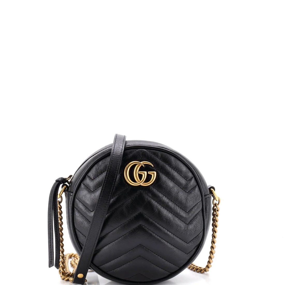 Matelasse Leather Round Shoulder Bag Marmont Gucci Mini: Matelasse Leather Round Shoulder Bag Marmont Gucci Mini The Gucci Marmont Mini is a stylish black leather cross body bag with a round shoulder design, featuring matelasse leather exterior and microfib