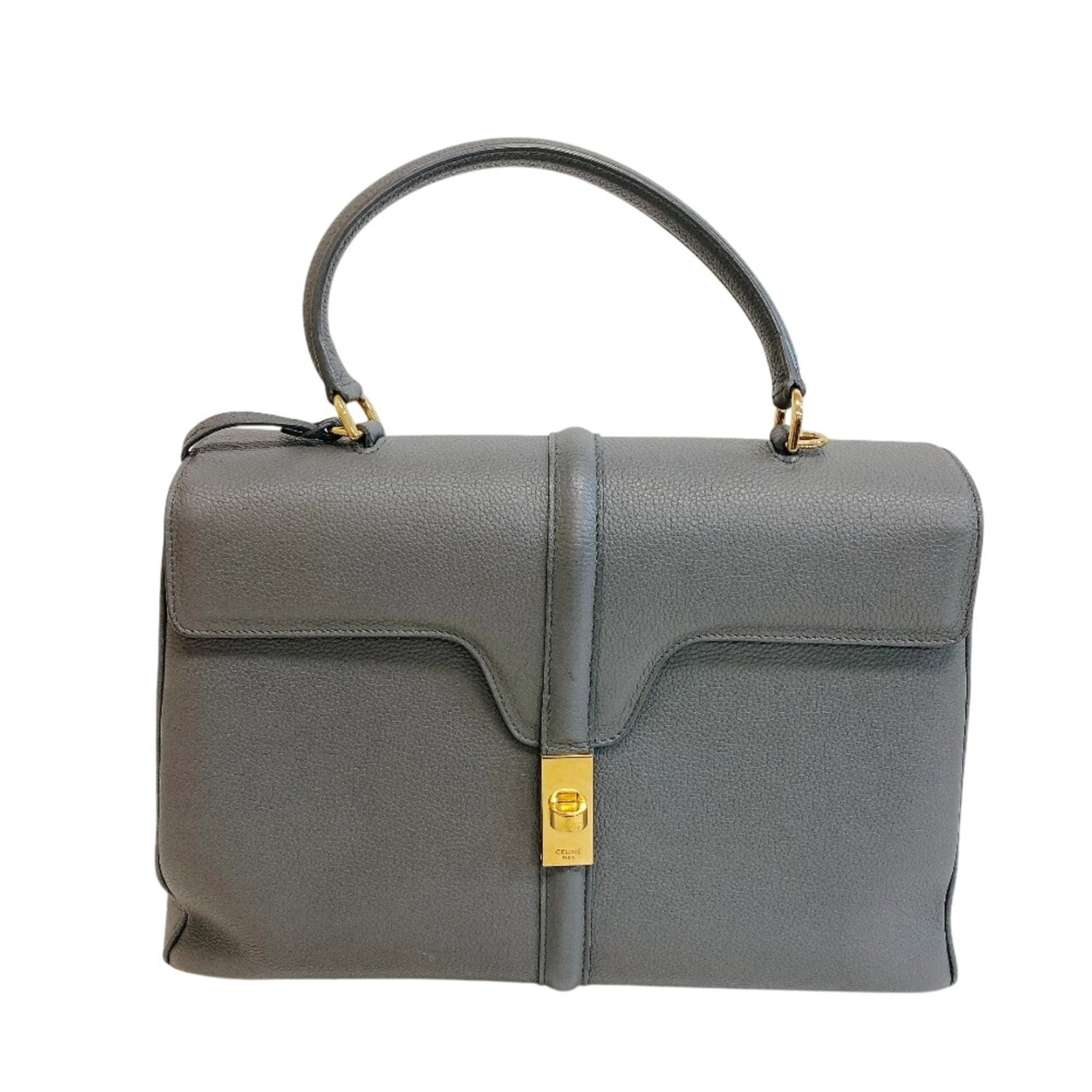Celine Handbag Leather: Celine Handbag Leather Gray Celine Handbag Leather for Sale. This Celine handbag features high-quality leather in a versatile gray color, measuring 23cm x 33cm x 12.5cm. Made from genuine leather, it