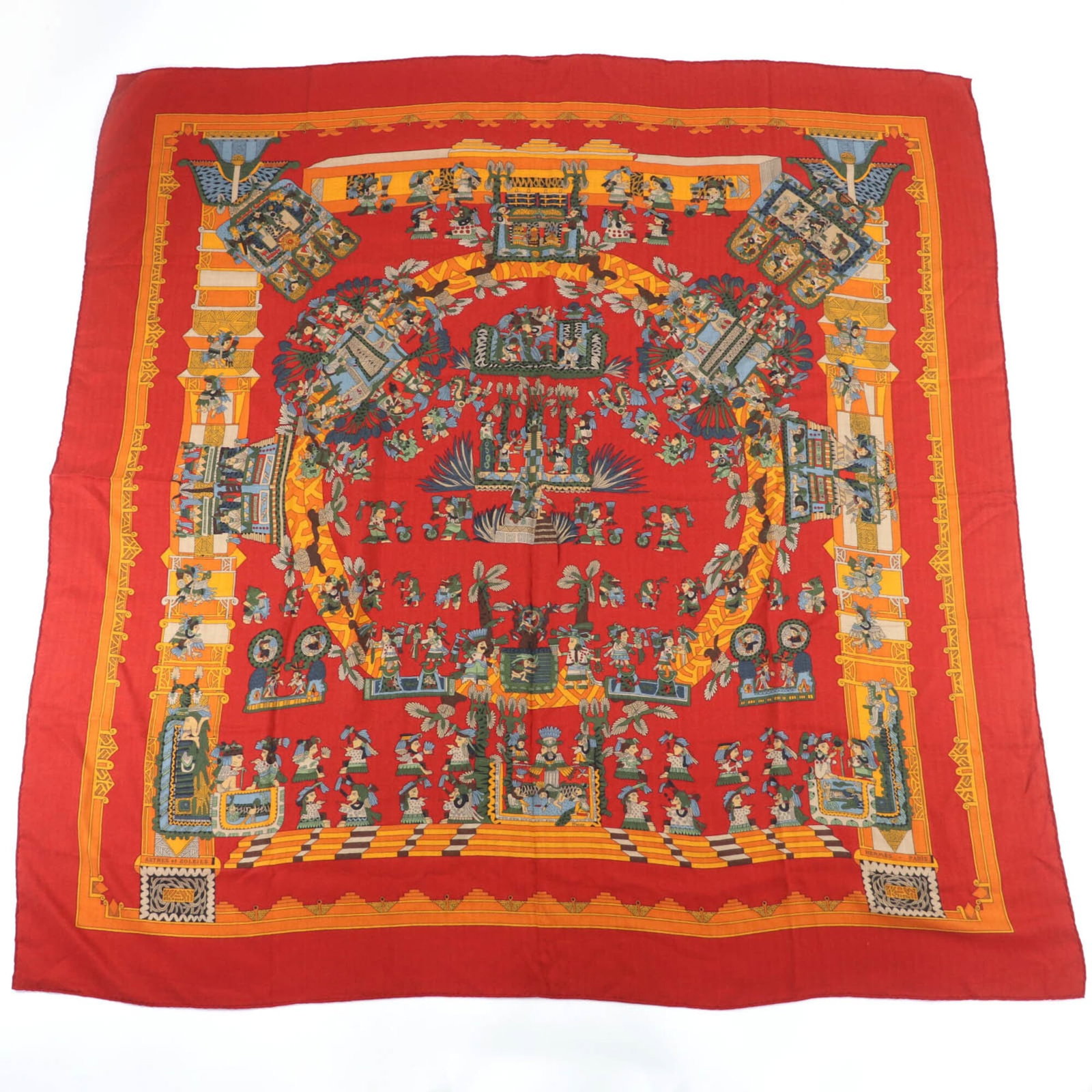 Cashmere Shawl 65% Silk Hermes: Cashmere Shawl 65% Silk Hermes Cashmere Shawl 65% Silk Hermes - Luxurious red shawl crafted from a blend of 65% cashmere and 35% silk, offering exceptional softness and warmth. Measuring 1.36m x 1.34m