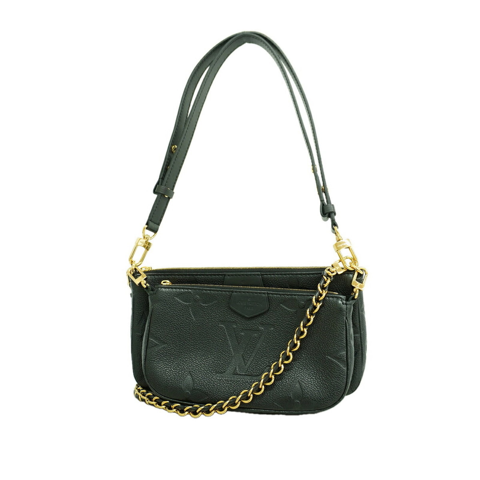 Shoulder Bag by Louis Vuitton: Shoulder Bag by Louis Vuitton The Louis Vuitton shoulder bag boasts sleek, monochromatic design in Noir, with clean lines and a compact size perfect for everyday carry. Measuring 14cm x 24cm x 4cm,