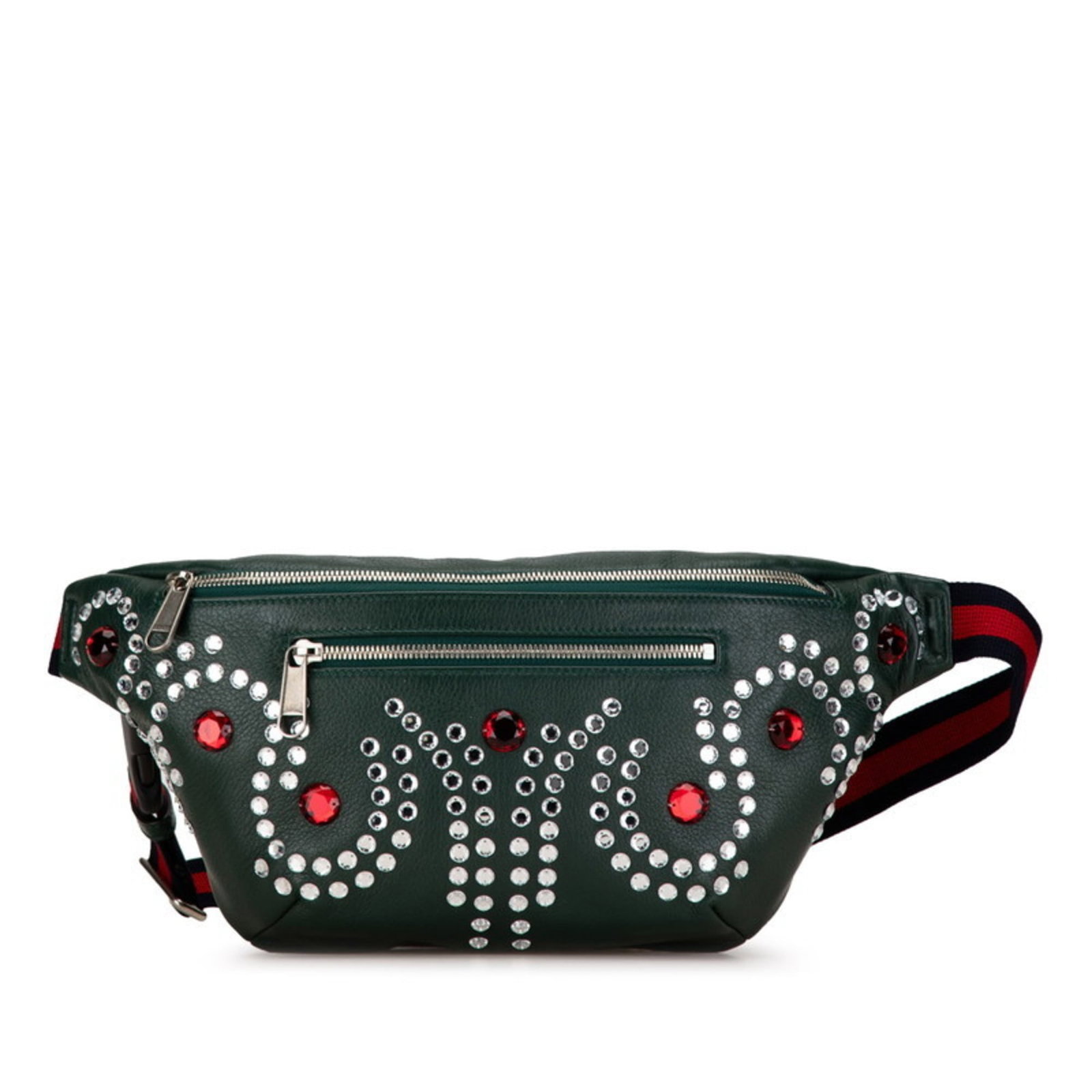 Gucci Sling Bag Leather: Gucci Sling Bag Leather Moss green and multi-color Gucci leather come together in this vibrant sling bag, measuring 18cm x 40cm x 1.5cm. The bag is accompanied by a dust bag for added protection.