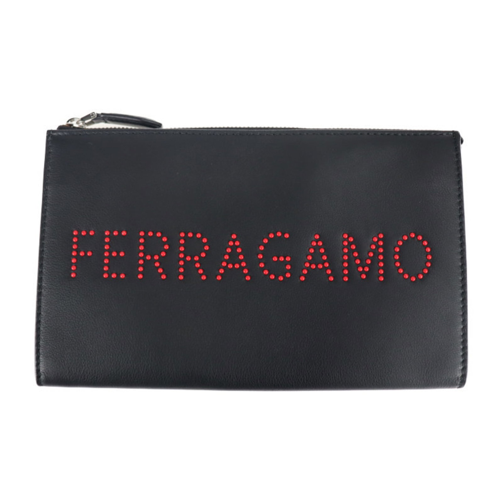 Clutch Bag Handbag Leather Salvatore Ferragamo: Clutch Bag Handbag Leather Salvatore Ferragamo Black leather Salvatore Ferragamo clutch bag with a size of 15cm x 24.5cm x 2cm. This unisex handbag features a sleek design and is made from