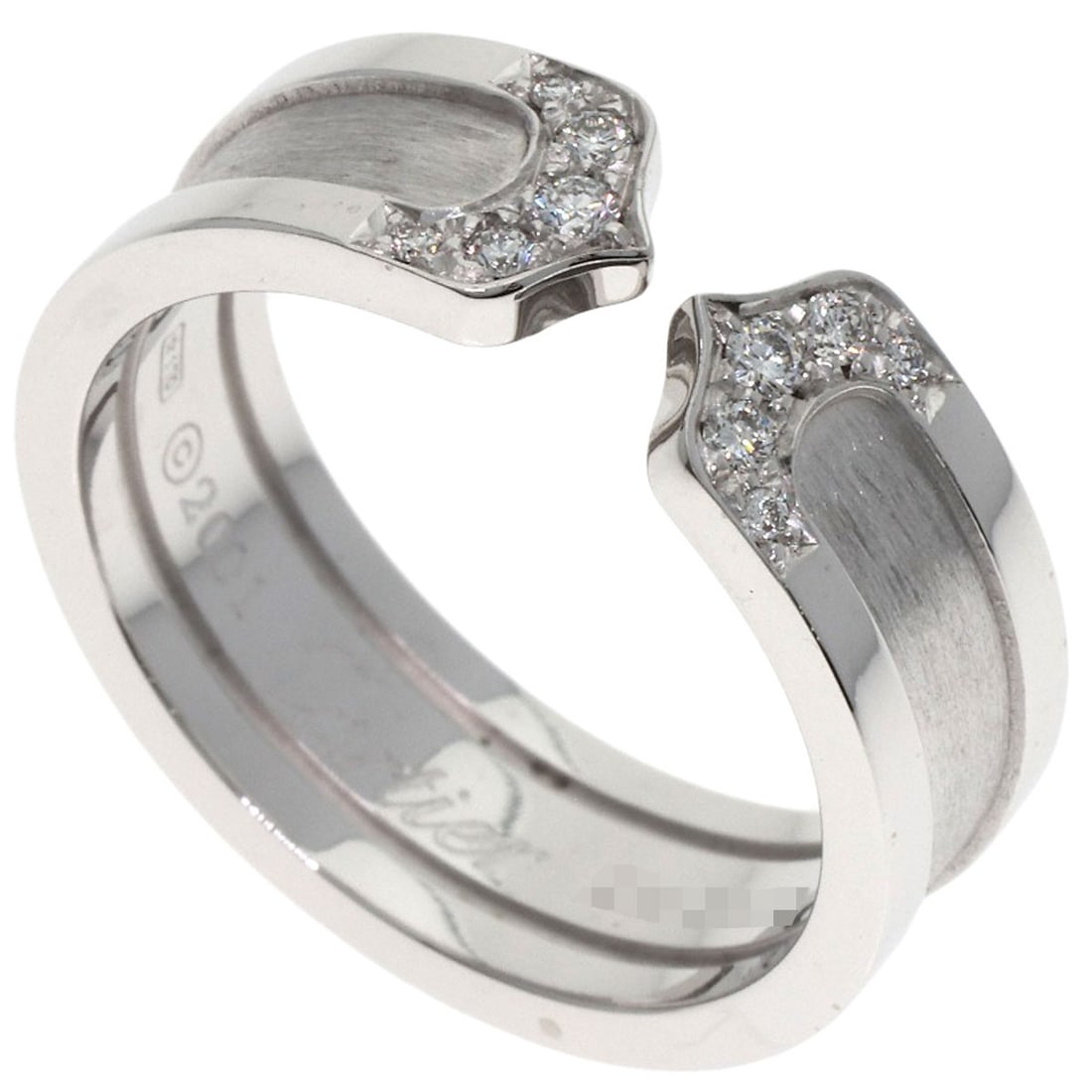 Cartier C2 Ring Sm Diamond #53 White Gold K18: Cartier C2 Ring Sm Diamond #53 White Gold K18 Cartier C2 Ring Sm Diamond #53 White Gold K18 - A sleek and sophisticated ring featuring a small, sparkling diamond set in K18 white gold, a durable and l