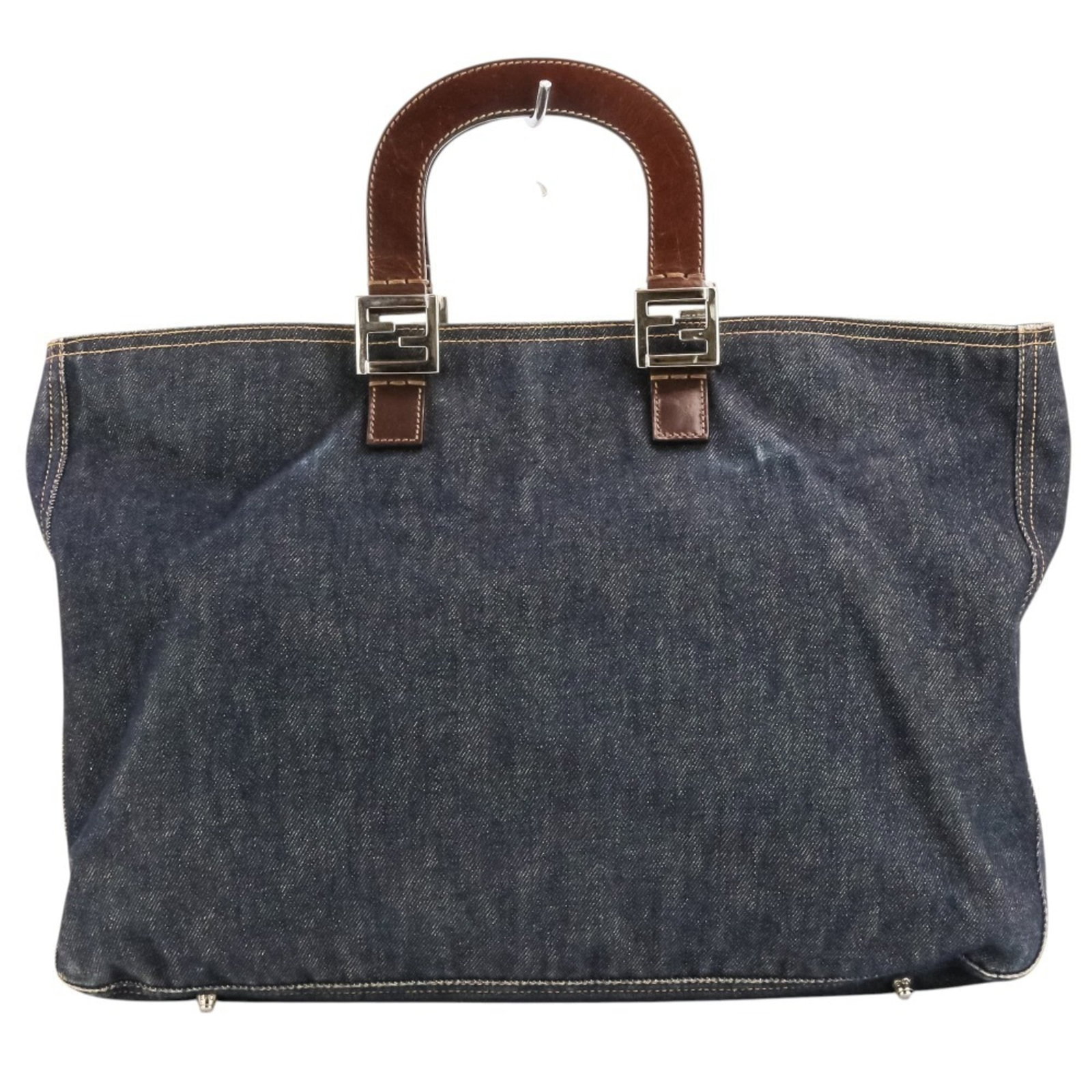 Fendi Denim Handbag Leather: Fendi Denim Handbag Leather Navy Fendi Denim Handbag with Leather Details, 30cm x 40cm x 15cm. This navy Fendi denim handbag features a unique blend of denim and leather materials, showcasing the