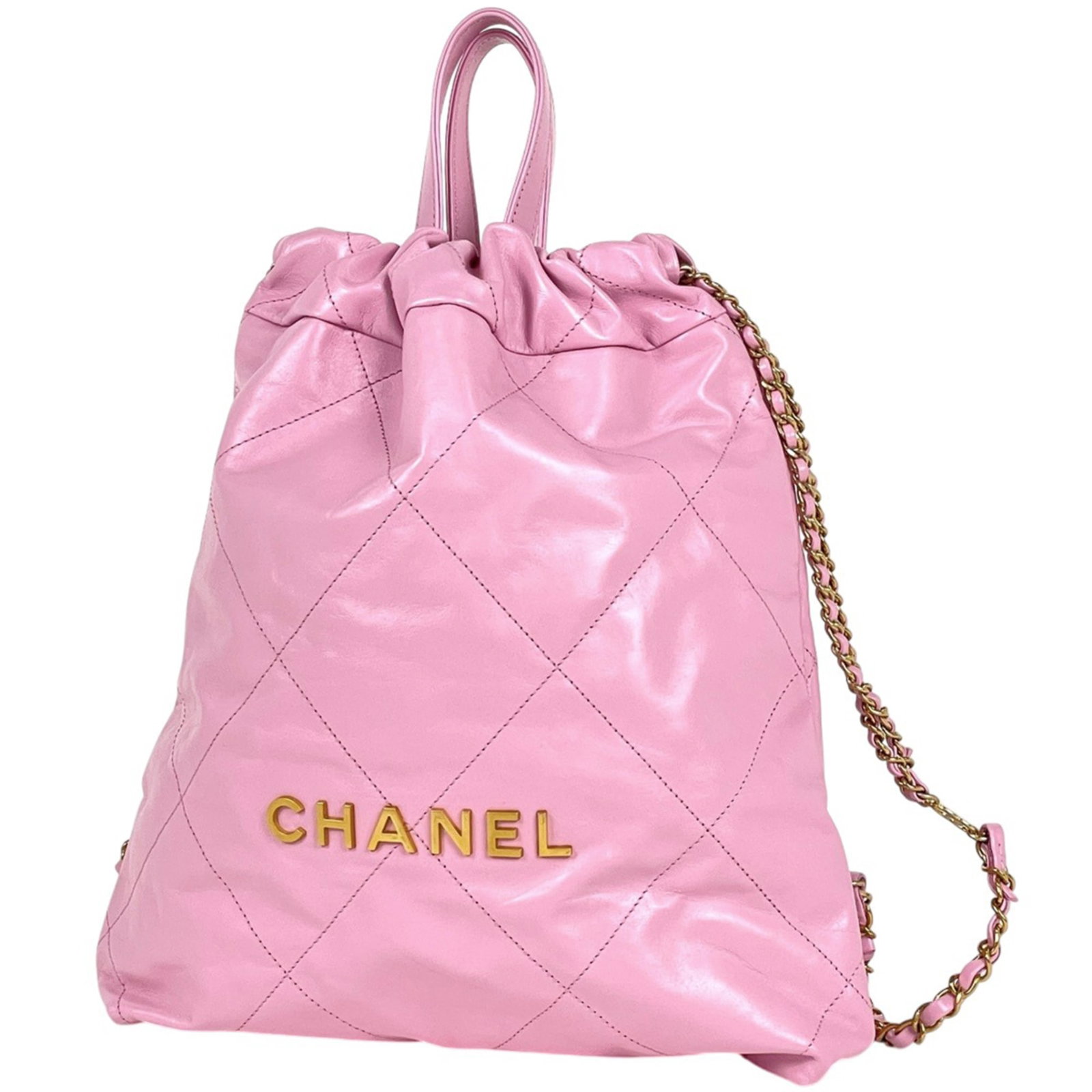 Backpack Leather By Chanel: Backpack Leather By Chanel Pink Leather Backpack by Chanel, measuring 33cm x 28cm x 8cm, features a classic design with high-quality leather construction. The signature pink color adds a touch of