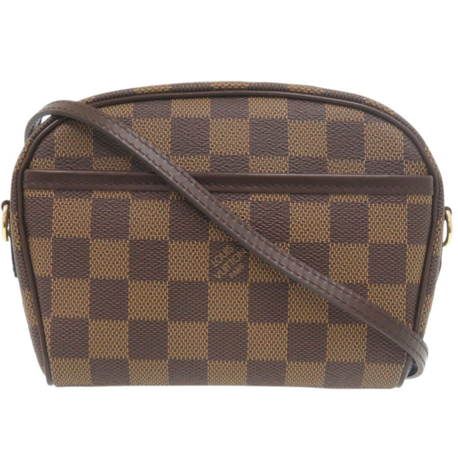 Canvas Damier Bag Pochette Shoulder Vuitton Louis: Canvas Damier Bag Pochette Shoulder Vuitton Louis Damier canvas adds a touch of classic French elegance to this brown shoulder pochette from Louis Vuitton. Measuring 13cm x 18.5cm x 4cm, it's a