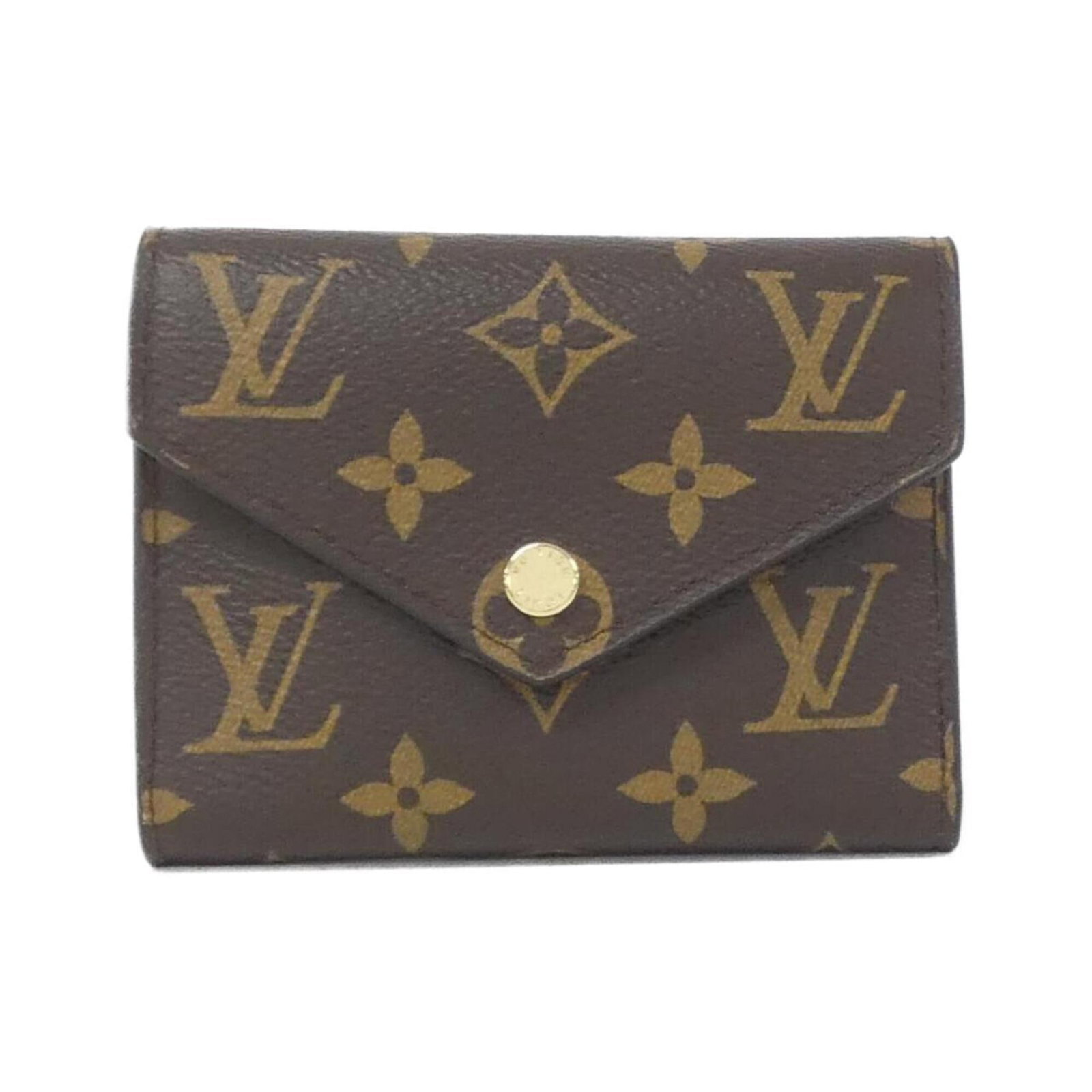 Louis Vuitton Wallet (Tri-Fold) Coated Canvas: Louis Vuitton Wallet (Tri-Fold) Coated Canvas Tri-fold wallet with coated canvas construction, a classic design from Louis Vuitton. The maroon color and durable material make it a stylish and