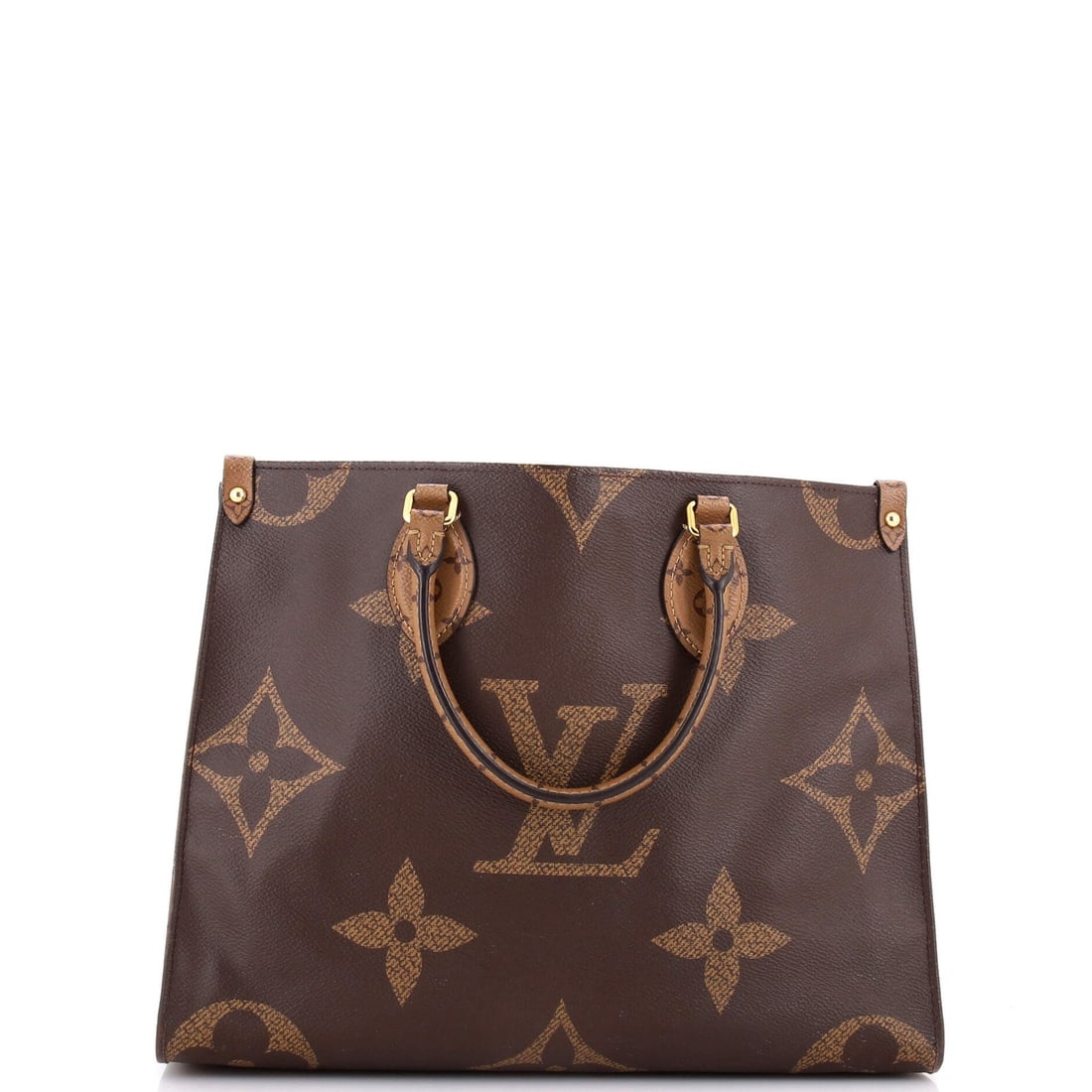 Louis Vuitton OnTheGo Tote Reverse Monogram Giant MM: Louis Vuitton OnTheGo Tote Reverse Monogram Giant MM Brown Louis Vuitton OnTheGo Tote Reverse Monogram Giant MM features a classic design with a canvas-coated exterior and a spacious interior. The