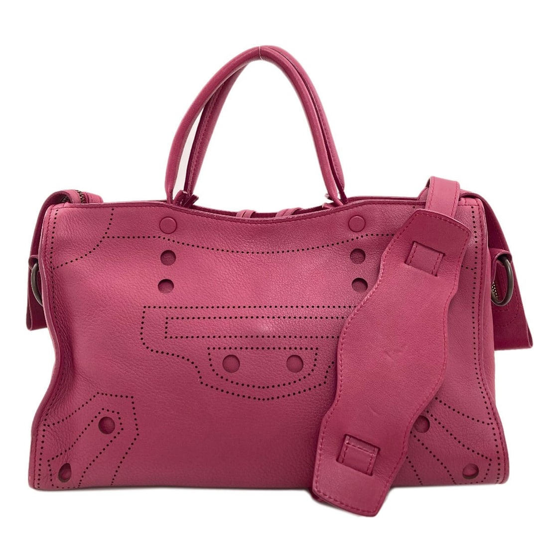 Blackout City 2Way Handbag Calf Balenciaga: Blackout City 2Way Handbag Calf Balenciaga Pink calf Balenciaga 2Way Handbag. Features a pink exterior with a calf material. Item Specifics: Brand: BALENCIAGA Style: Handbag Color: pink Type: Handbag