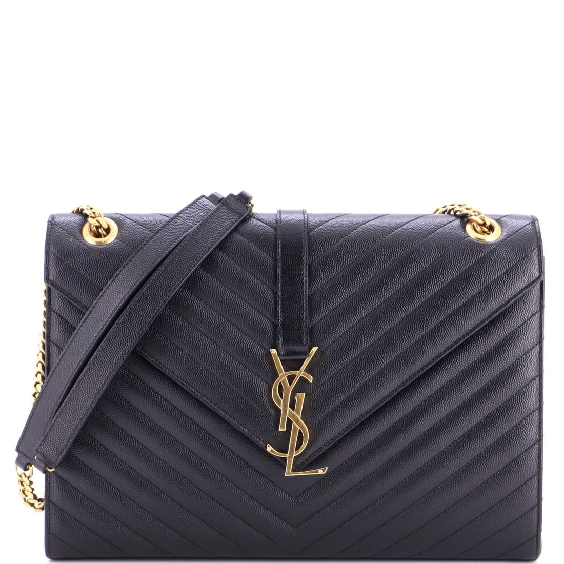 Classic Monogram Saint Laurent Matelasse Large Leather Chevron Satchel Envelope: Classic Monogram Saint Laurent Matelasse Large Leather Chevron Satchel Envelope Classic Monogram Saint Laurent Matelasse Large Leather Chevron Satchel Envelope in black leather features a timeless des