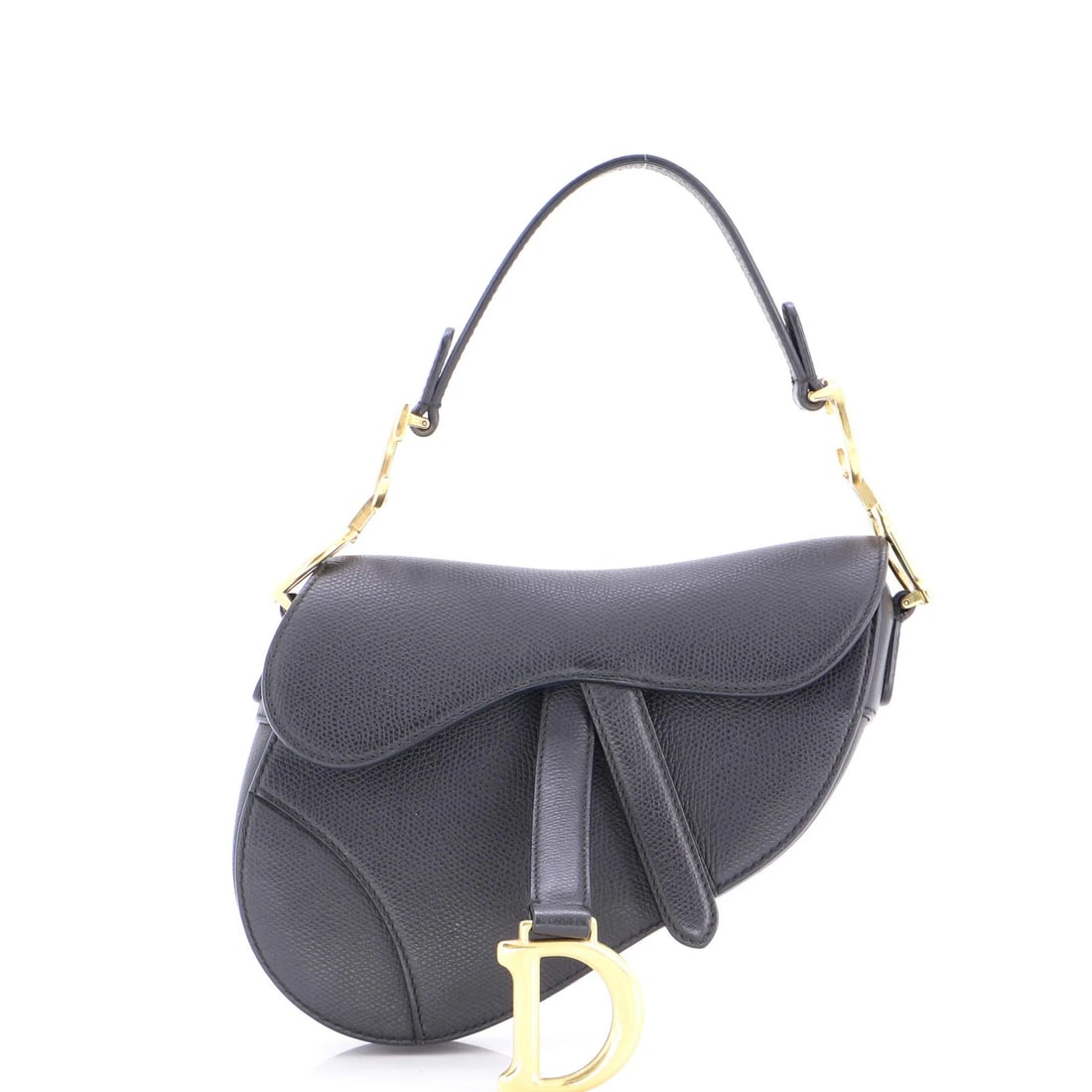 Mini Leather Christian Dior Saddle Handbag: Mini Leather Christian Dior Saddle Handbag Mini Leather Christian Dior Saddle Handbag in Black. This mini leather shoulder bag features a classic saddle design with scuffed black exterior and suede