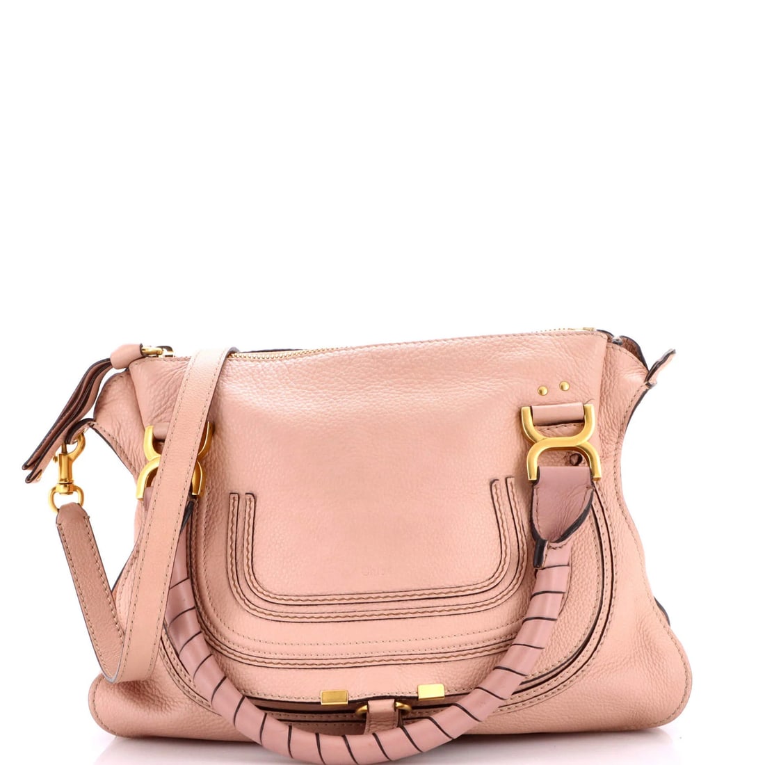 Chloe Satchel Marcie Leather Medium: Chloe Satchel Marcie Leather Medium Chloe Satchel Marcie Leather Medium - A Neutral and Elegant Medium Satchel with Aged Gold Hardware. This Chloe Marcie Satchel features a neutral exterior with a