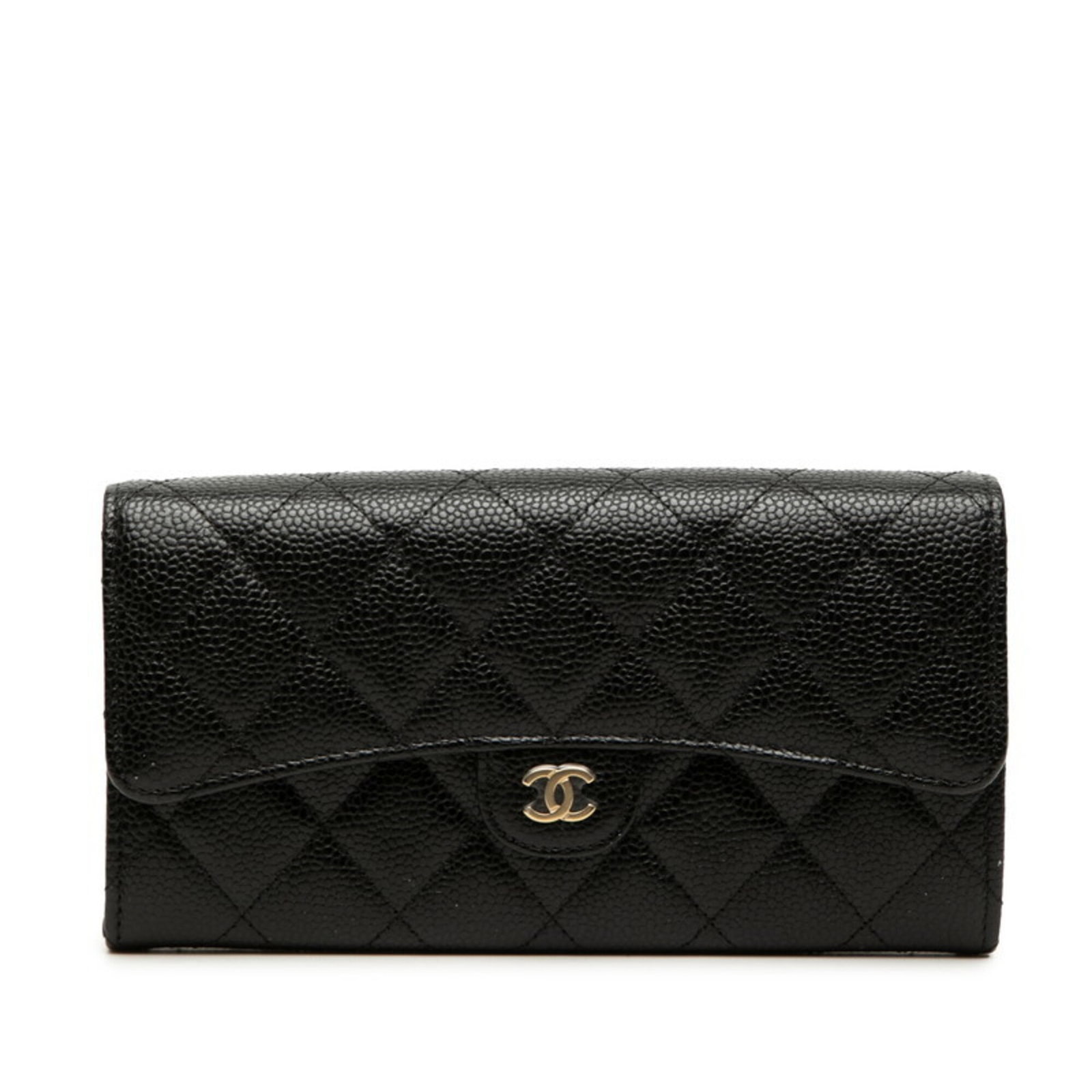 Chanel Long Wallet (Bi-Fold) Grained Calfskin: Chanel Long Wallet (Bi-Fold) Grained Calfskin Chanel's iconic long wallet, crafted from high-quality grained calfskin, boasts a sleek and sophisticated design that exudes timeless elegance. Measuring