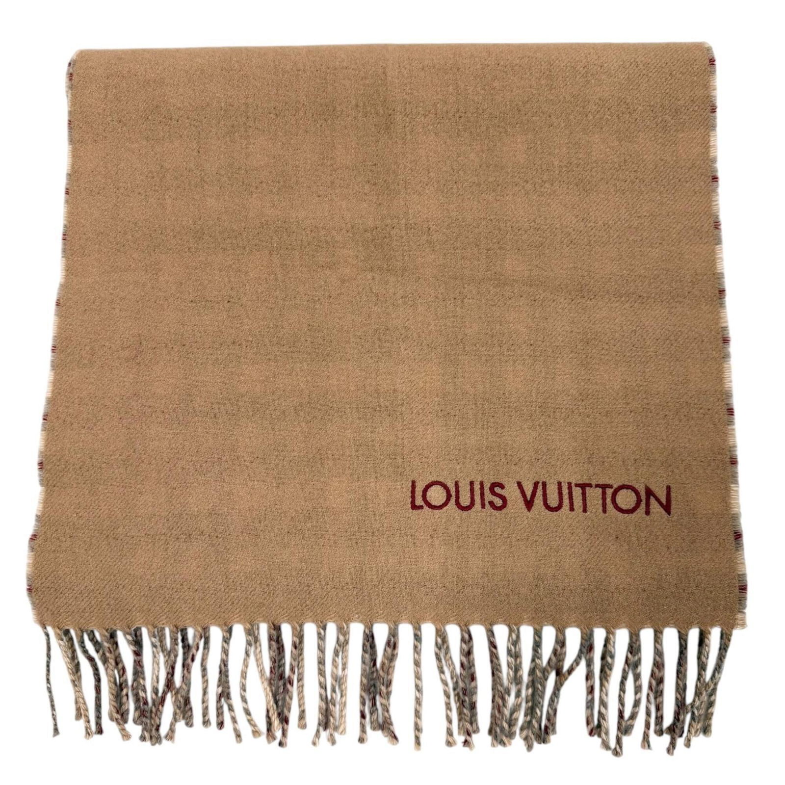 Cashmere Stole Vuitton Louis: Cashmere Stole Vuitton Louis Cashmere Stole Vuitton Louis boasts a luxurious 1.8m x 34cm size, crafted from high-quality cashmere material. The item features a distinctive brown and gray color combina