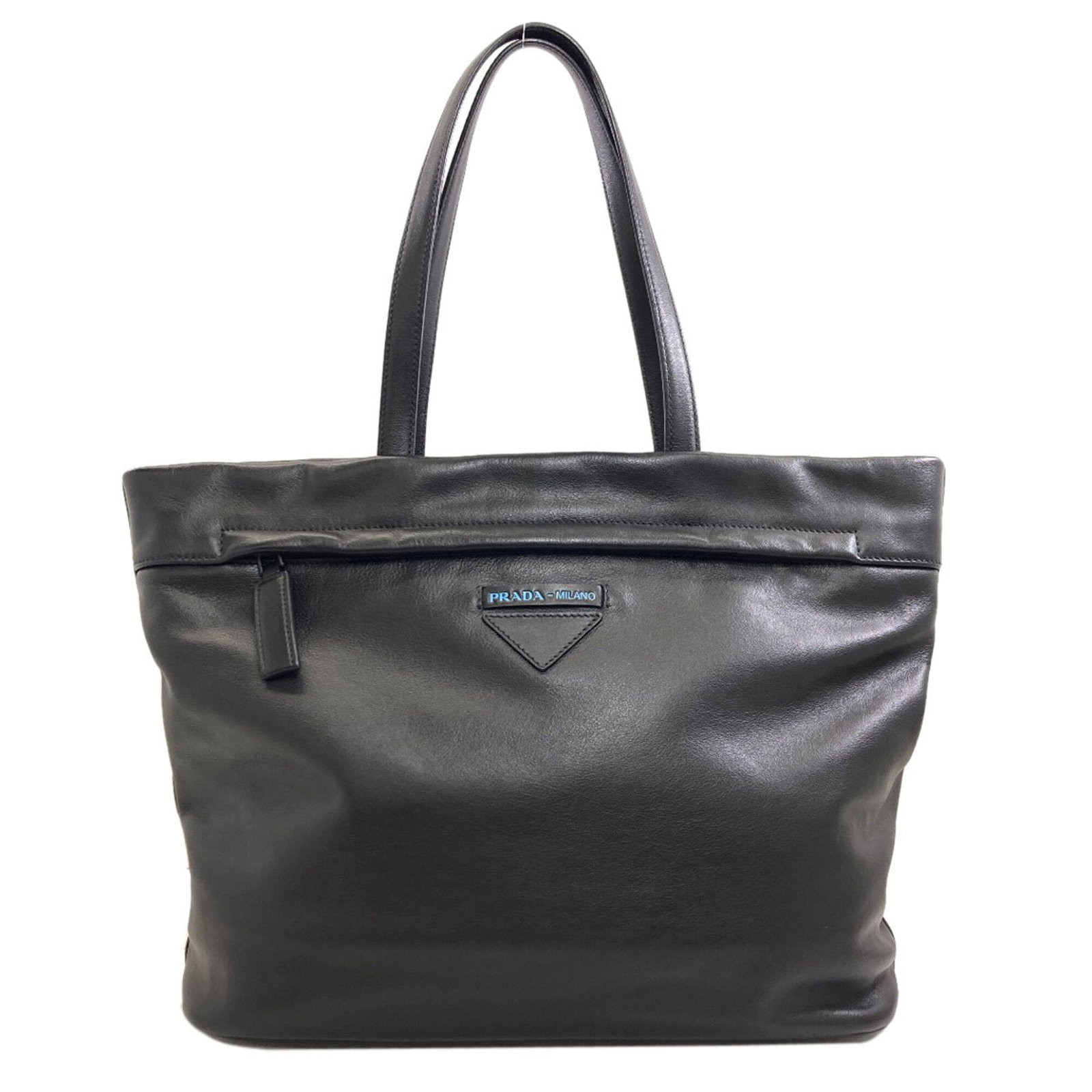 Leather Prada Tote Bag: Leather Prada Tote Bag Black leather Prada tote bag with dimensions 33cm x 48cm x 14cm, perfect for everyday use. Made from high-quality leather, this stylish tote features a classic design that exude
