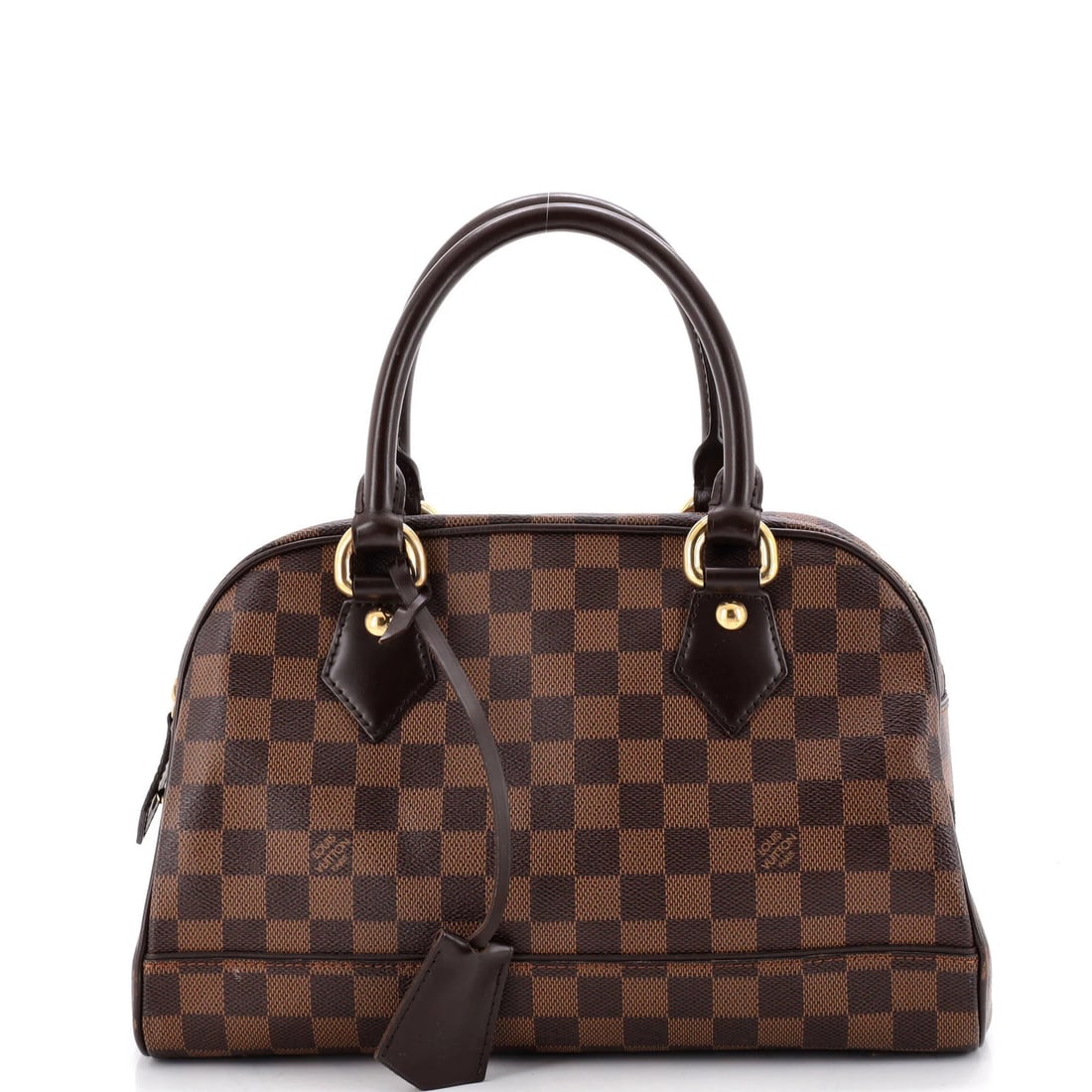 Louis Vuitton Damier Boston Bag: Louis Vuitton Damier Boston Bag The Louis Vuitton Damier Boston Bag is a classic, timeless design with a rich brown canvas exterior and bold red interior. Measuring 8" tall and 12.5" wide, this