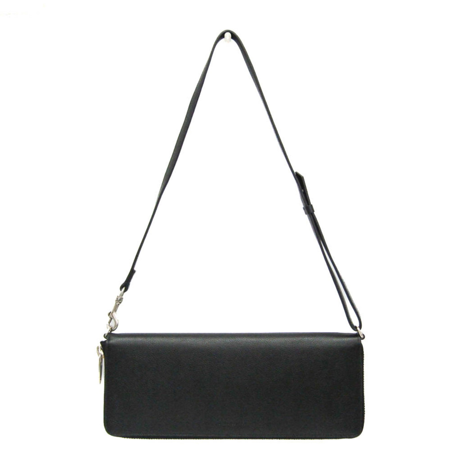 Bag Shoulder Leather Balenciaga: Bag Shoulder Leather Balenciaga Black leather shoulder bag from Balenciaga, featuring a 12.5cm x 32cm x 2.5cm size and 660g weight. Made from high-quality leather, this LEASH CLUTCH bag is a stylish