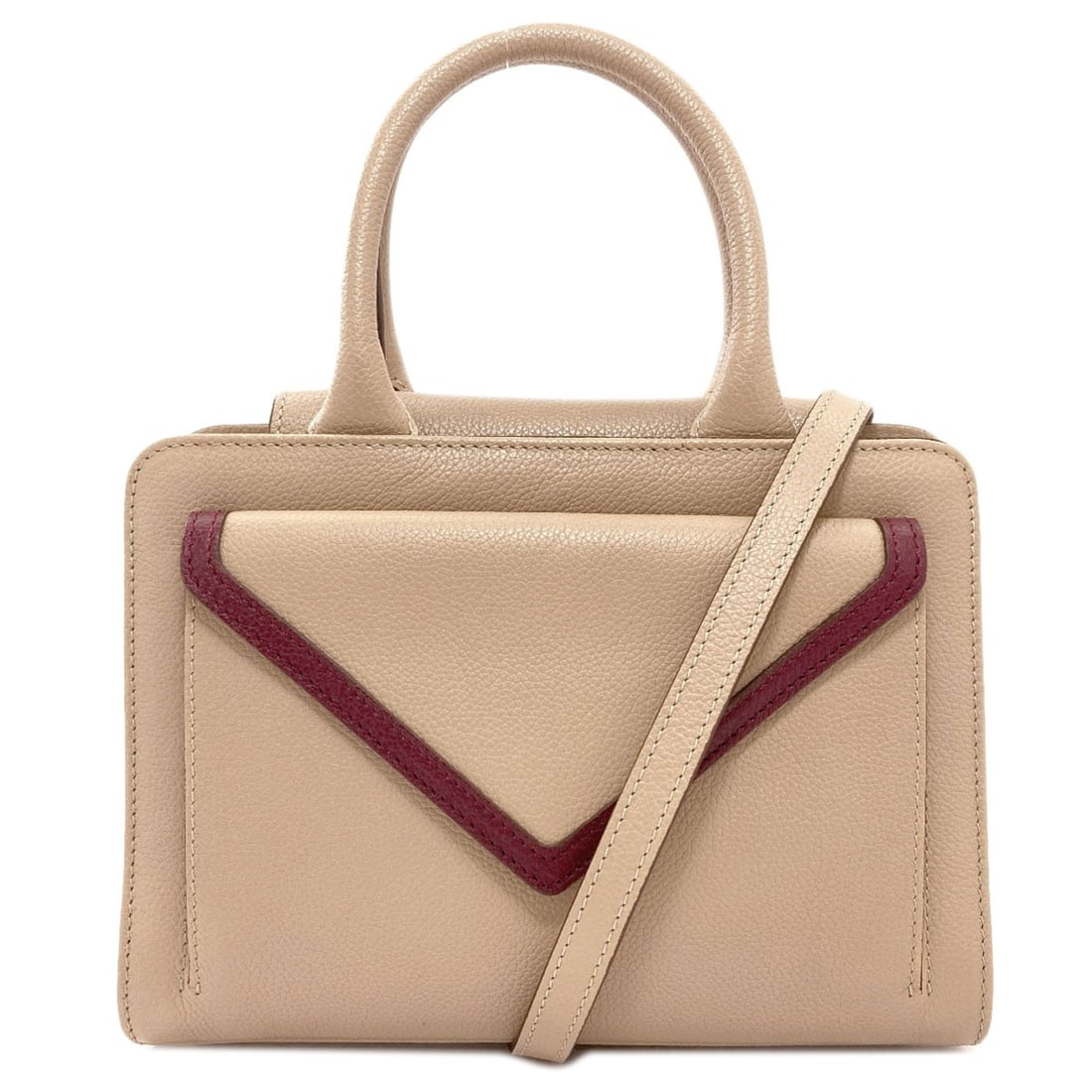 Handbag Leather Morabito 2Way: Handbag Leather Morabito 2Way Beige handbag with leather exterior, featuring a 2-way design. Made from high-quality leather, this classic style is a timeless addition to any wardrobe. Item Specifics: