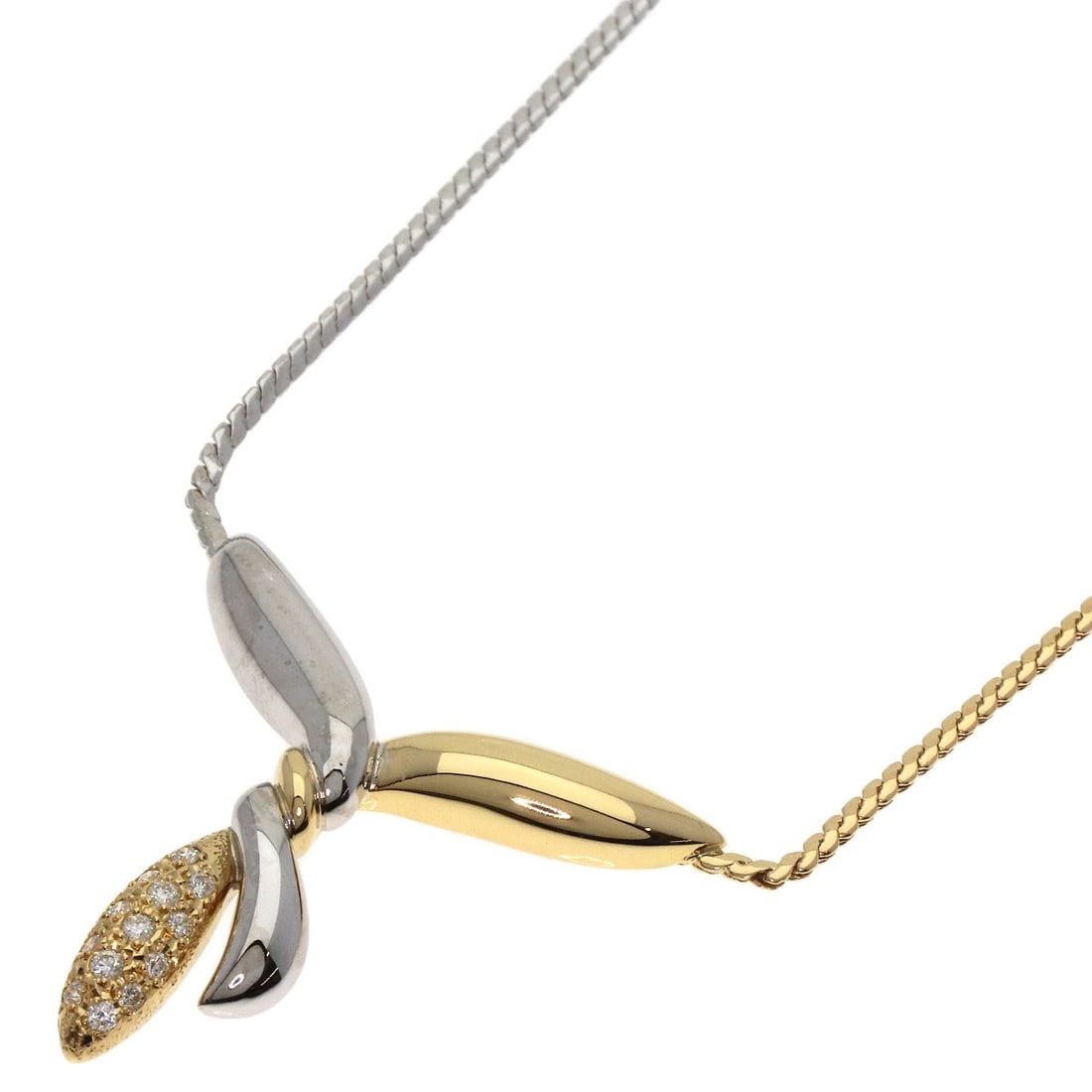 Diamond Necklace Combi Mikimoto K18 Yellow Gold White K18: Diamond Necklace Combi Mikimoto K18 Yellow Gold White K18 K18 Yellow Gold and Diamond Necklace from MIKIMOTO, featuring a stunning combination of a diamond pendant and a chain. This 15.7-inch