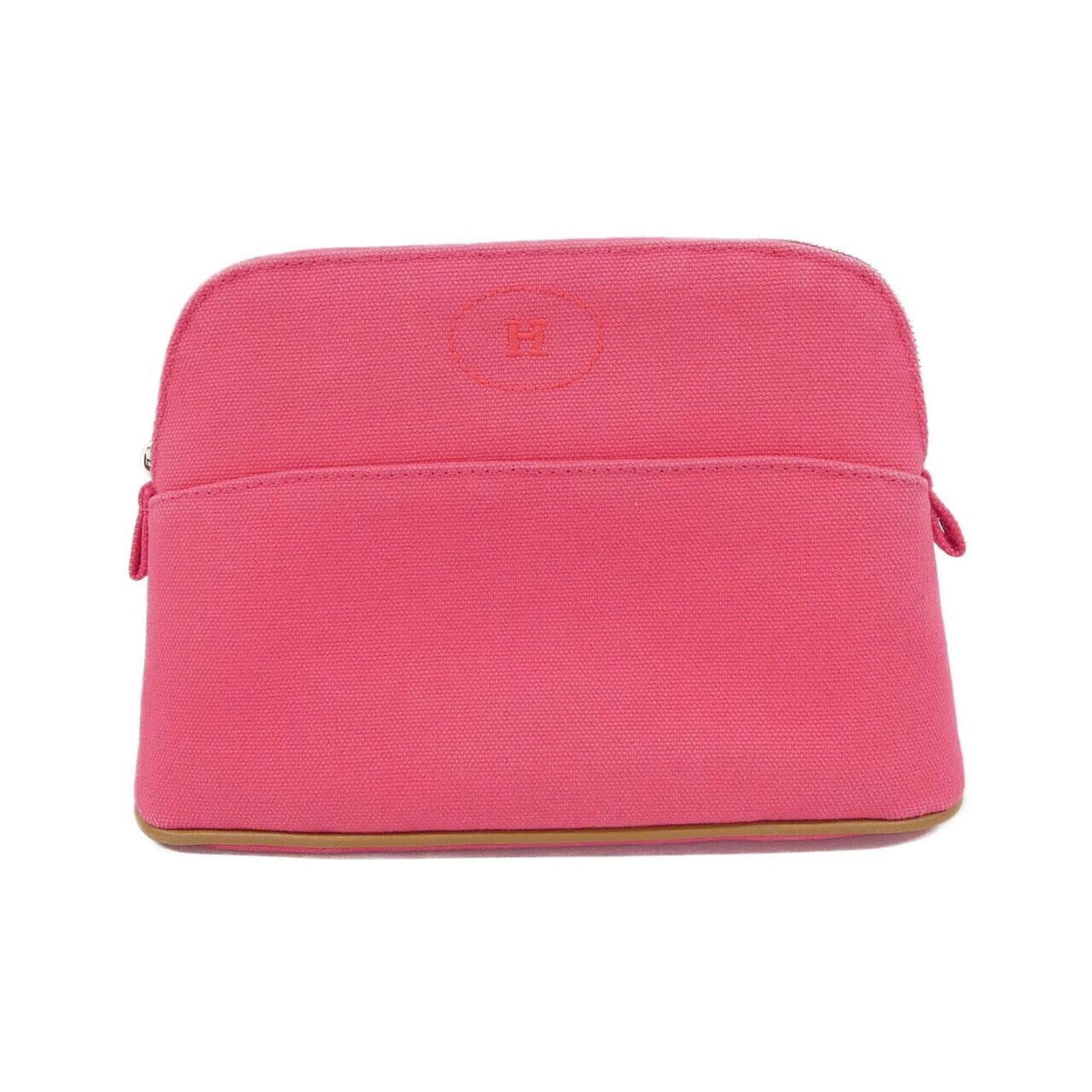 Handbag Canvas Pouch Hermes: Handbag Canvas Pouch Hermes Canvas Pouch in Pink from Hermes, a stylish and versatile accessory. Measuring 14cm x 20cm x 6cm, this canvas pouch features a vibrant pink color and is made from