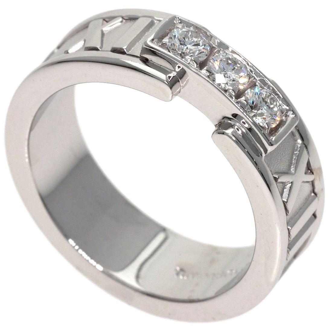 Tiffany & Co Atlas Diamond Ring K18 White Gold: Tiffany & Co Atlas Diamond Ring K18 White Gold K18 White Gold Tiffany & Co Atlas Diamond Ring in size 4.25(US) features a stunning diamond set in an open ring closure. The ring's silver metal