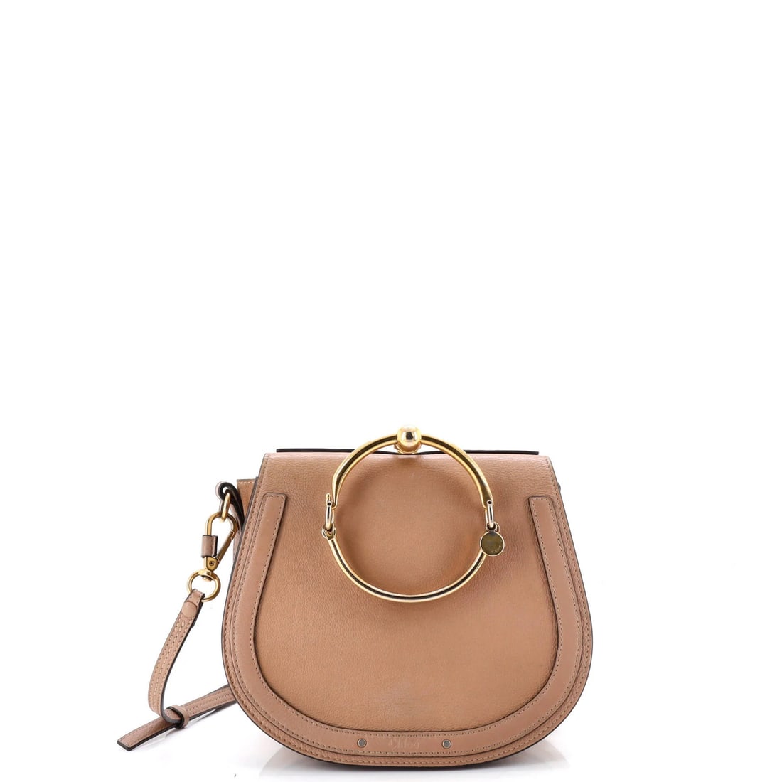 Medium Crossbody Bag Chloe Nile Leather: Medium Crossbody Bag Chloe Nile Leather The Chloe Nile Leather Medium Crossbody Bag boasts a rich, brown leather exterior with a suede interior, complemented by aged gold hardware. Measuring 8" tall
