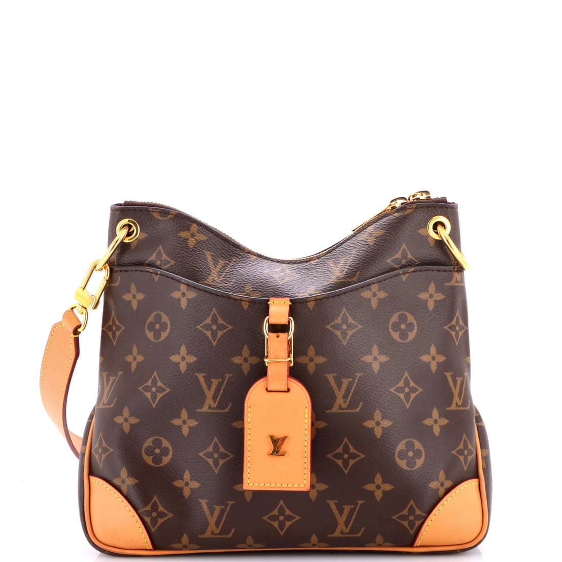Odeon Handbag Monogram Canvas Louis Vuitton NM PM: Odeon Handbag Monogram Canvas Louis Vuitton NM PM Brown canvas coated Louis Vuitton Odeon handbag with monogram canvas PM exterior, featuring a cross body design and gold hardware. The bag measures 7"