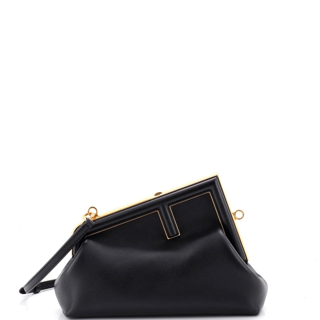 Small Leather Bag Fendi First: Small Leather Bag Fendi First Small Leather Bag Fendi First - A sleek and sophisticated accessory, this black leather clutch features a classic design and gold hardware, perfect for adding a touch of