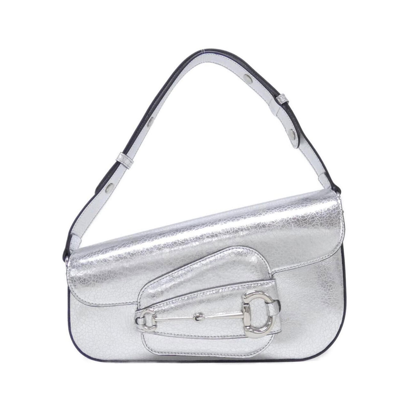 Shoulder Bag Leather: Shoulder Bag Leather Silver leather shoulder bag with silver hardware, measuring 17cm x 26cm x 8cm. This stylish bag features a classic design and premium leather construction. The bag's sleek silver
