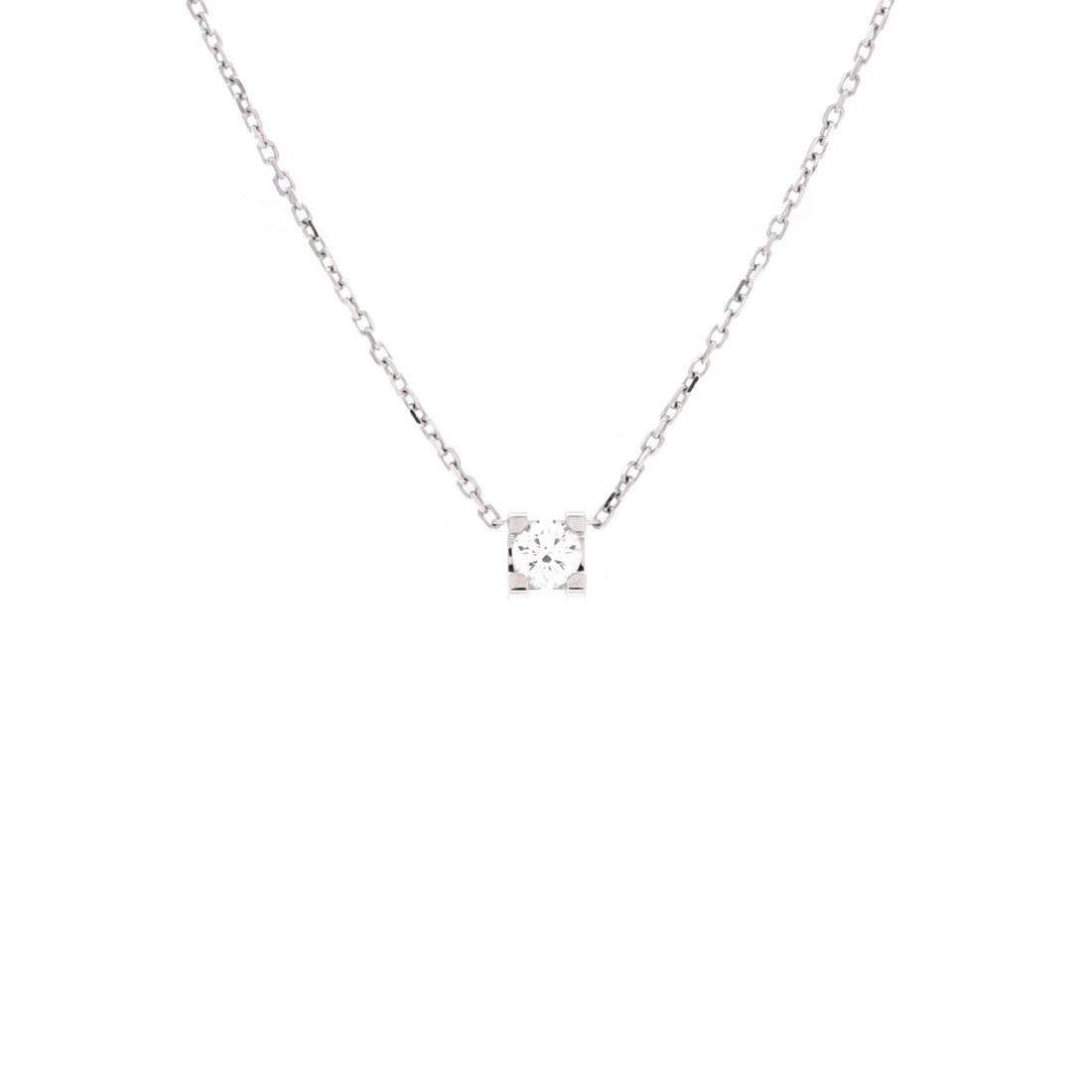 Cartier C de Cartier Necklace 18K White Gold Diamond 0.10-0.19CT: Cartier C de Cartier Necklace 18K White Gold Diamond 0.10-0.19CT Cartier's iconic C de Cartier Necklace boasts a stunning 18K white gold setting adorned with a 0.10-0.19CT diamond, adding a touch of e