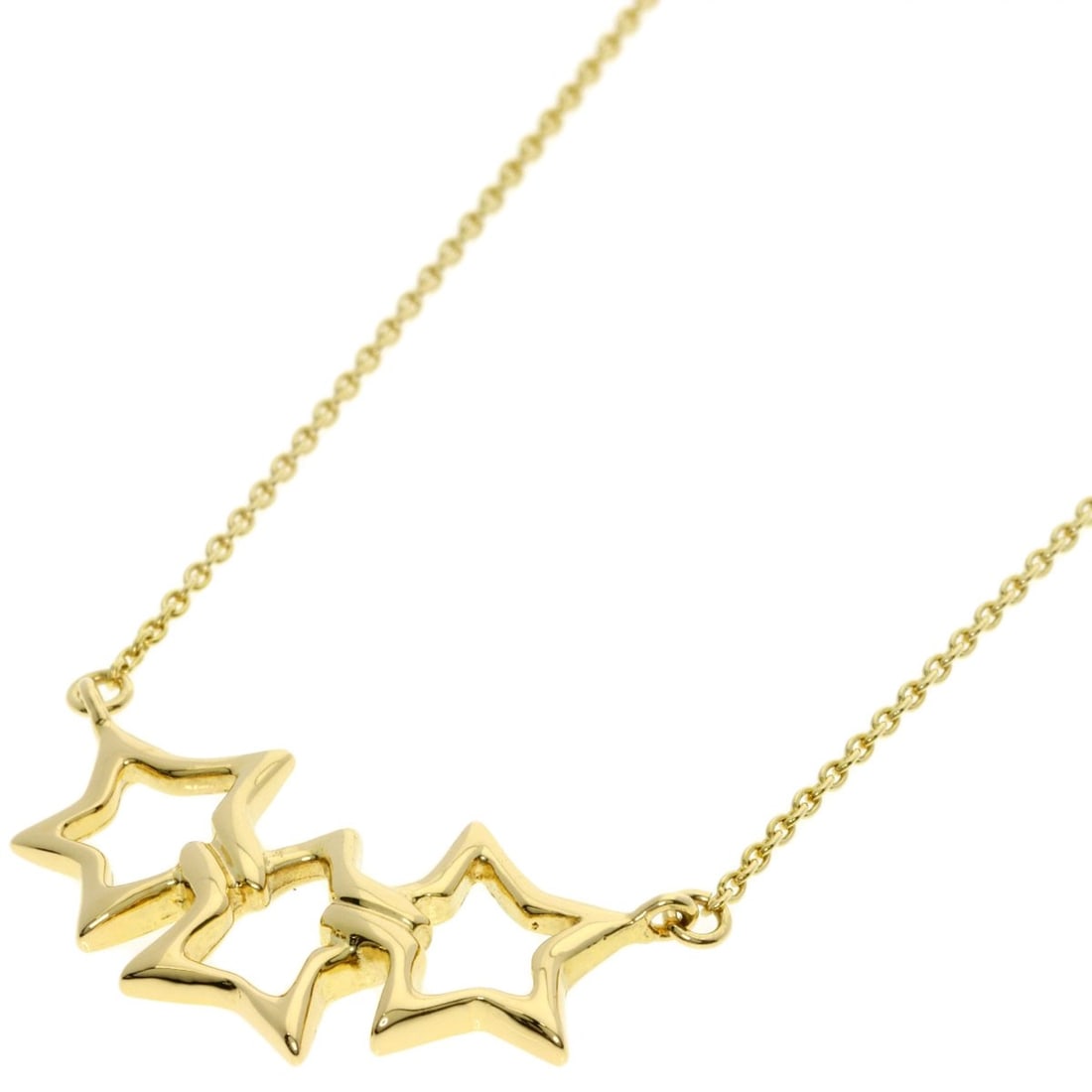 Yellow Gold Necklace Triple Star Tiffany&Co.: Yellow Gold Necklace Triple Star Tiffany&Co. K18 Yellow Gold Necklace Triple Star Tiffany&Co. is a stunning piece featuring a triple star design in 18k yellow gold. The necklace boasts a sleek 16.5-in