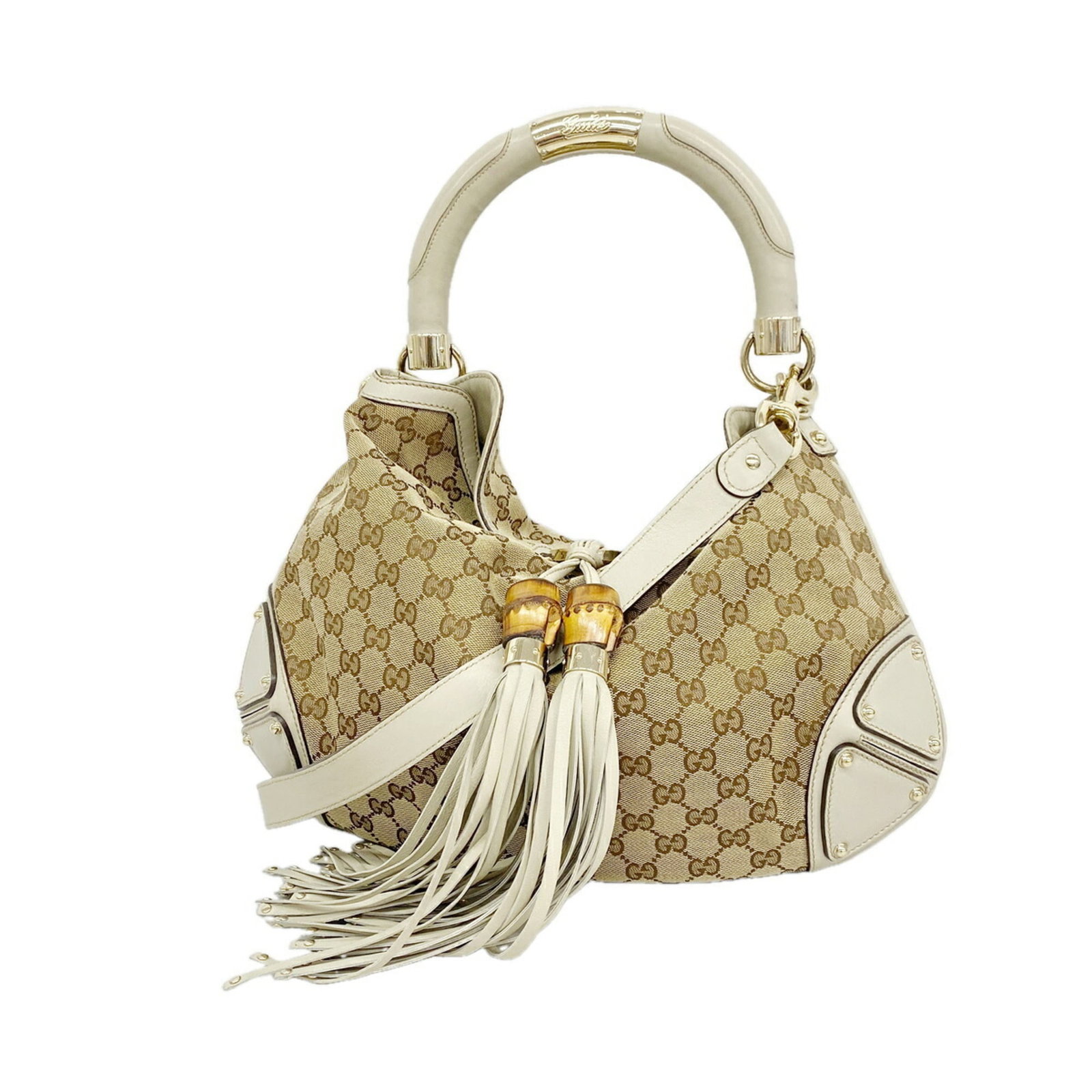Handbag Canvas Gucci: Handbag Canvas Gucci Canvas Gucci handbag in brown, featuring gold hardware, with a size of 33.5cm x 41cm x 2cm. This classic design showcases the iconic Gucci style, perfect for everyday wear. The ca