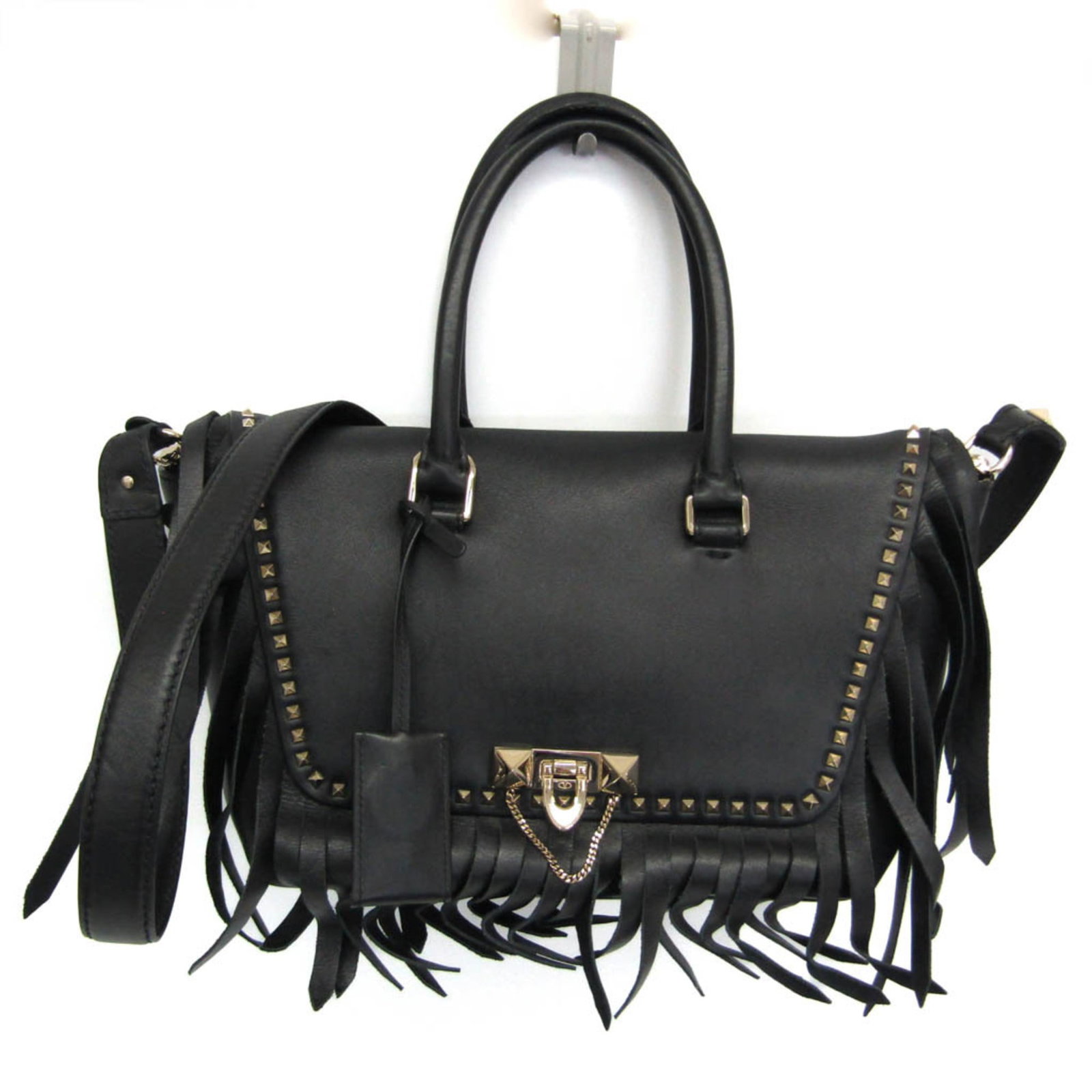 Garavani Valentino Handbag Leather Bag Shoulder: Garavani Valentino Handbag Leather Bag Shoulder Top-quality leather handbag from Valentino Garavani, featuring a sleek design with a black finish and fastener closure. The bag boasts two spacious