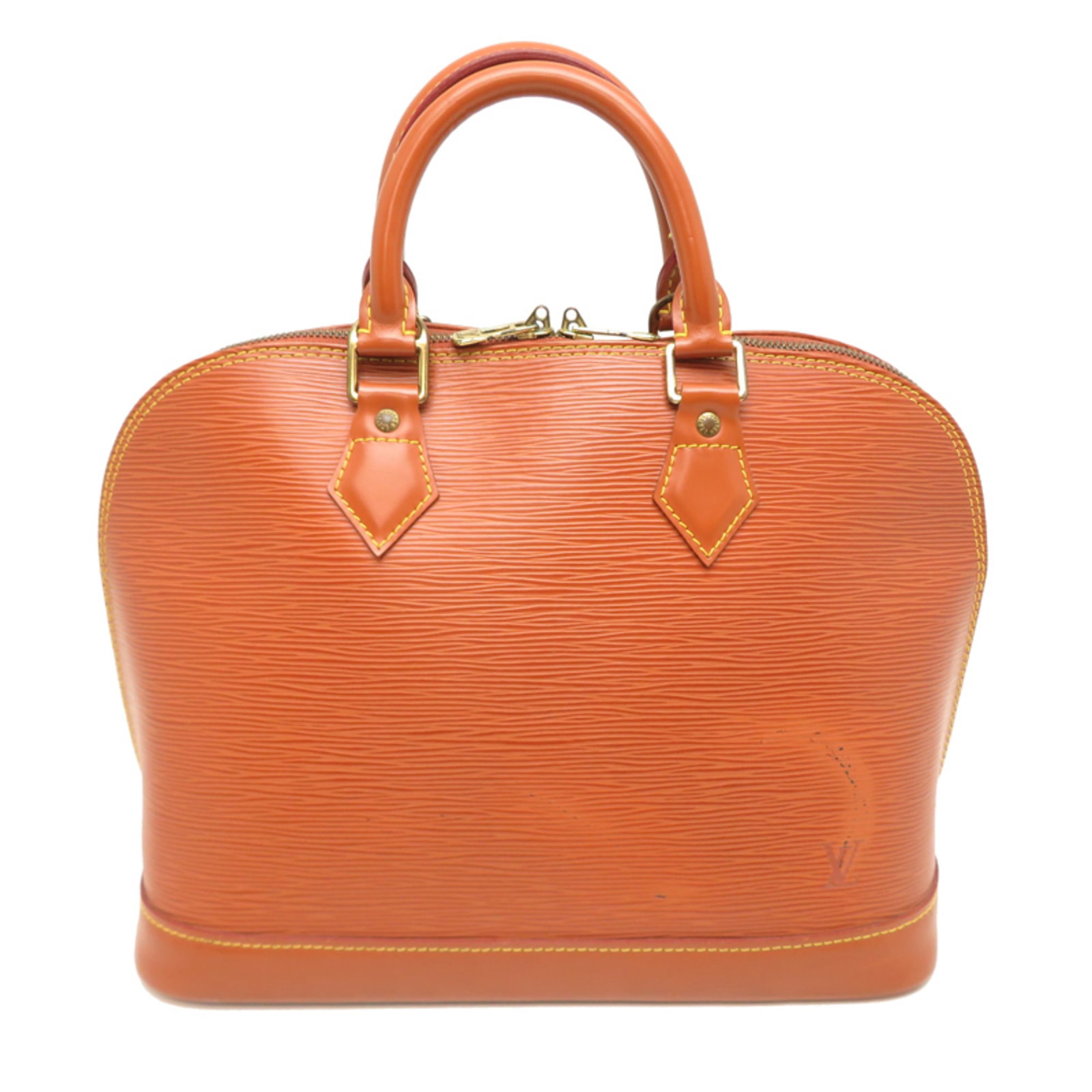 Epi Leather Louis Vuitton Handbag: Epi Leather Louis Vuitton Handbag Epi leather Louis Vuitton Handbag in Brown, measuring 24.5cm x 31cm x 17cm. Made from high-quality Epi leather, this classic handbag features a timeless design that