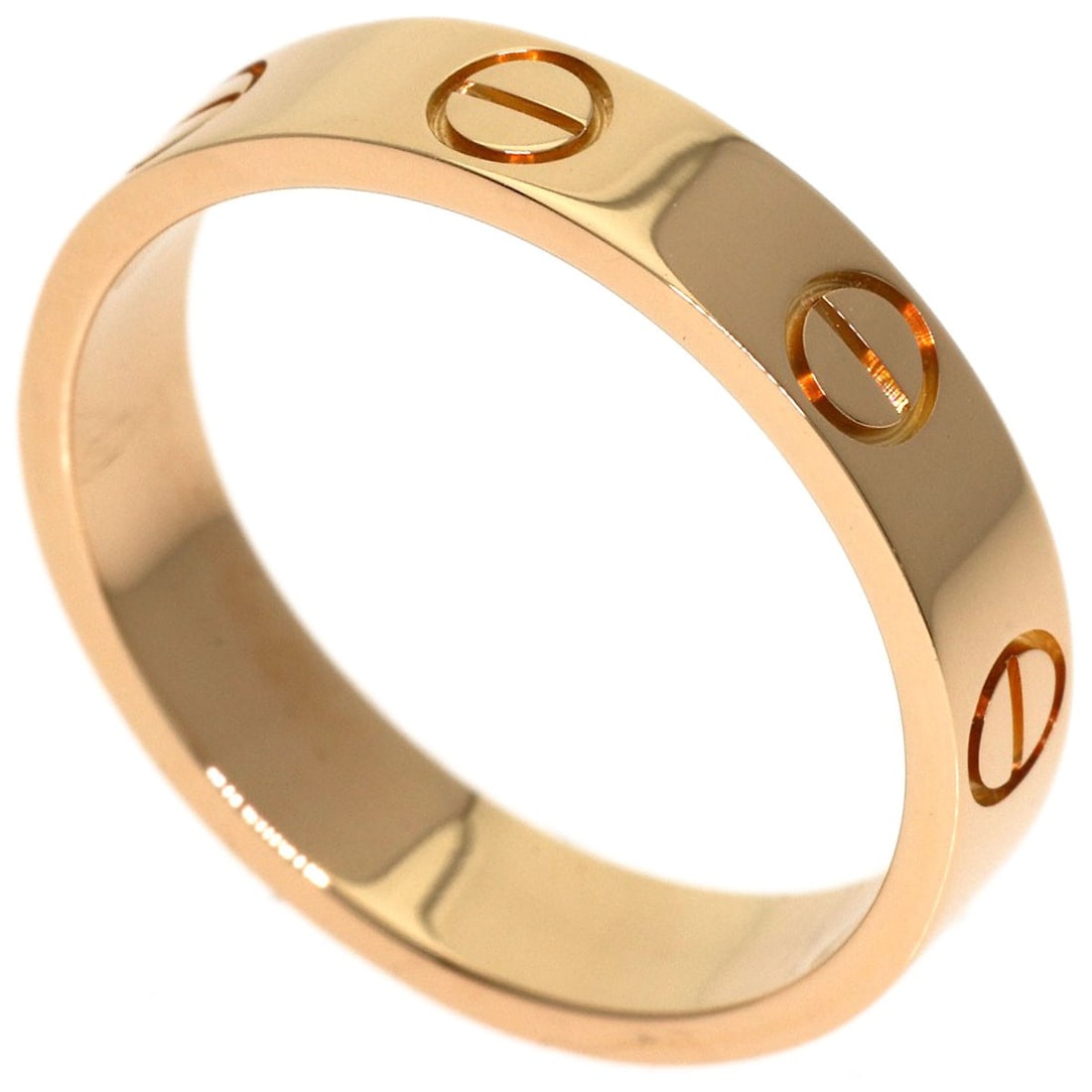 K18 Pink Gold Cartier Mini Love Ring: K18 Pink Gold Cartier Mini Love Ring K18 Pink Gold Cartier Mini Love Ring is a stunning piece featuring K18 pink gold material, ring size 4.5(US), and an open ring closure. This elegant ring boasts a