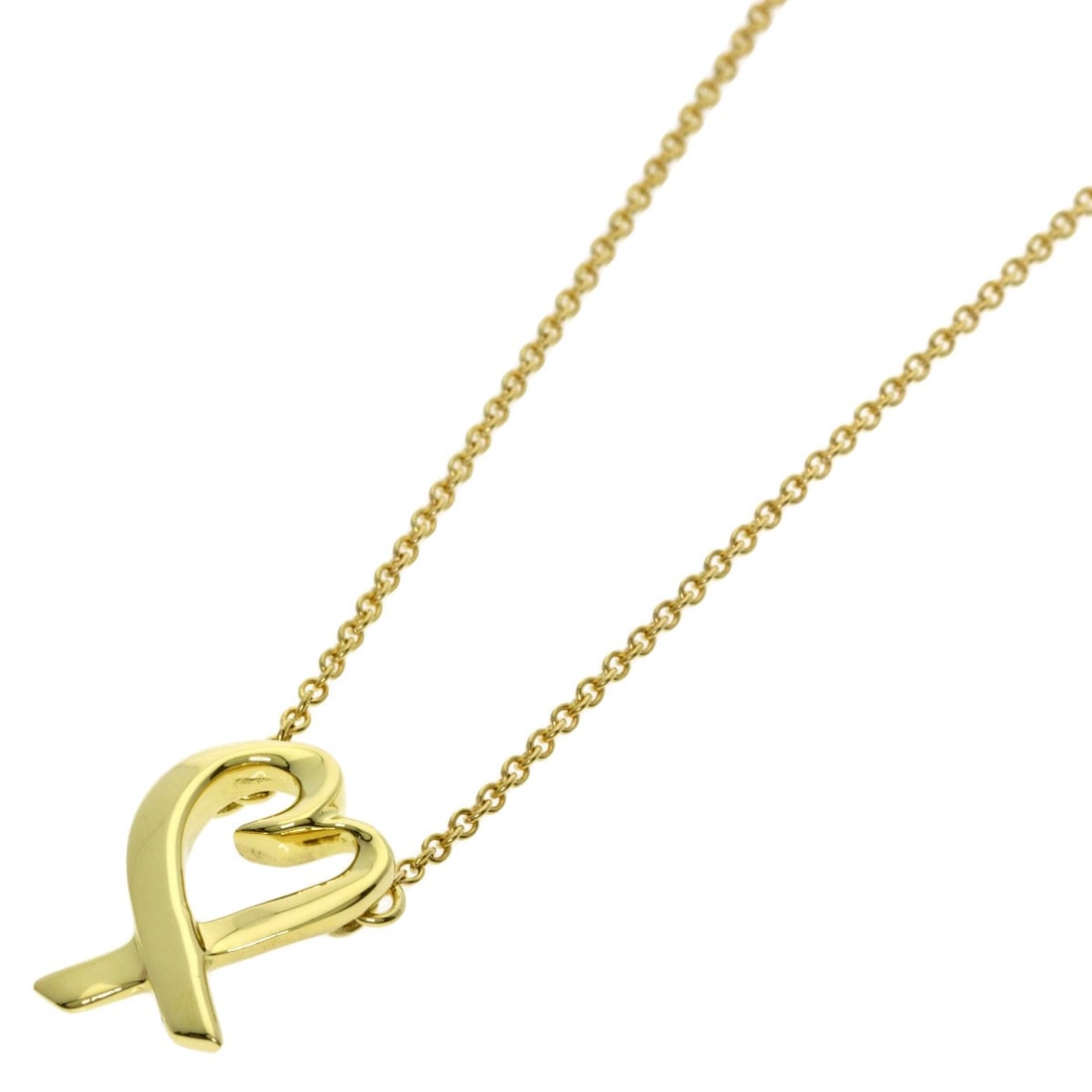 Loving Heart Necklace Tiffany&Co. K18 Yellow Gold: Loving Heart Necklace Tiffany&Co. K18 Yellow Gold K18 Yellow Gold necklace from Tiffany&Co. showcases a sleek, 16.3-inch design with an open closure. This piece features 18k gold metal, a hallmark of
