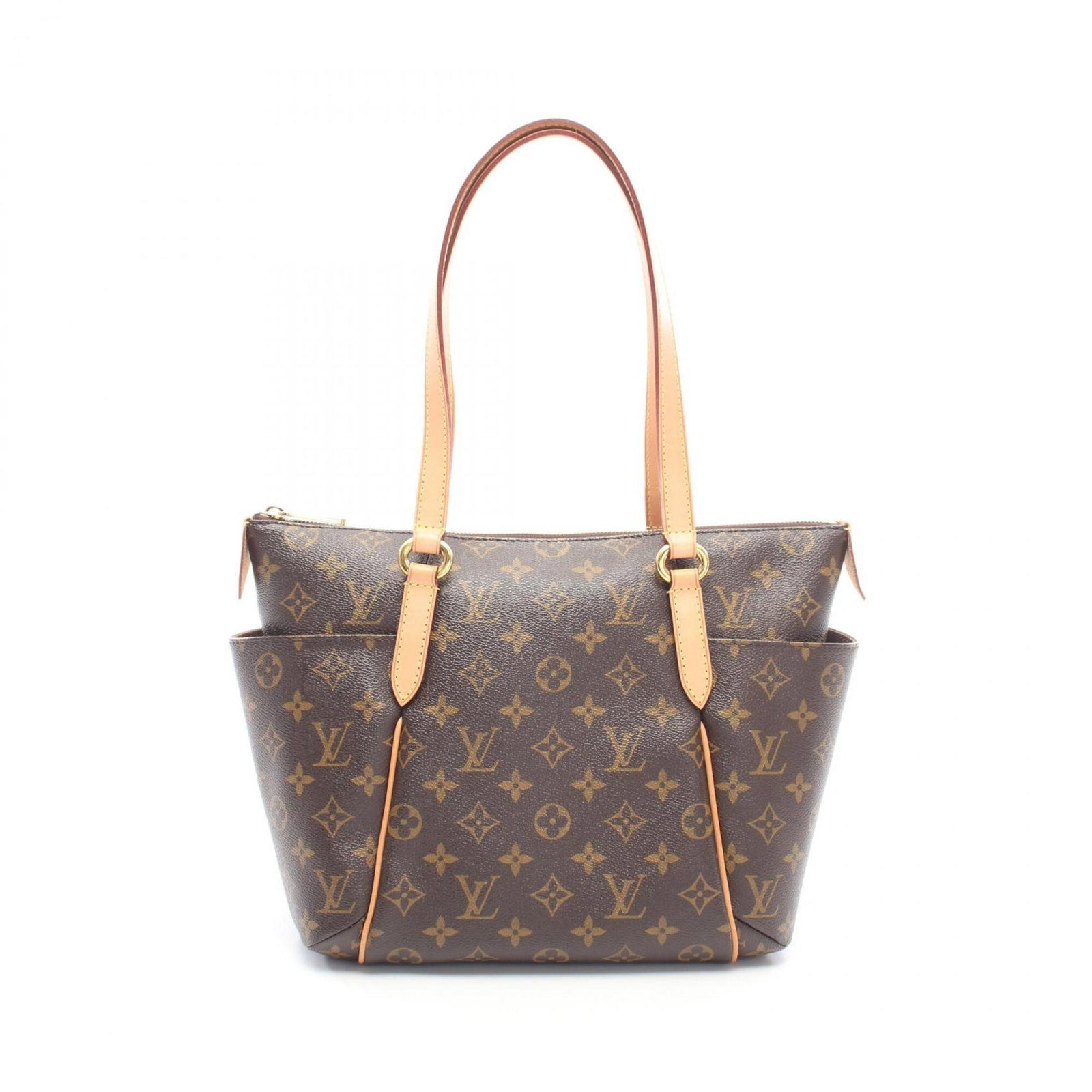 Canvas Leather Coated Handbag Tote Louis Vuitton: Canvas Leather Coated Handbag Tote Louis Vuitton Canvas Leather Coated Handbag Tote Louis Vuitton is made from coated canvas and features leather, with a brown monogram pattern. The bag measures 24cm