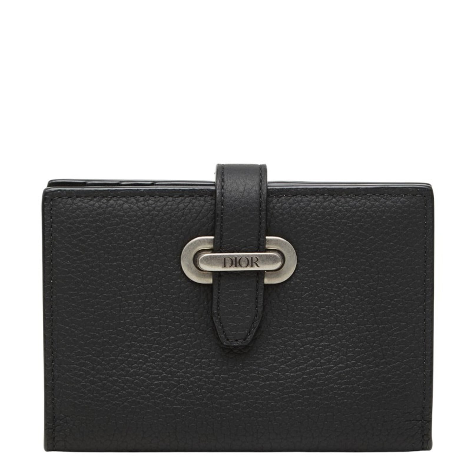 Card Case Leather By Dior: Card Case Leather By Dior Black leather card case by Dior, measuring 11.5cm x 8cm x 1cm, offers a sleek and compact storage solution. The card case features a classic design, made from high-quality le