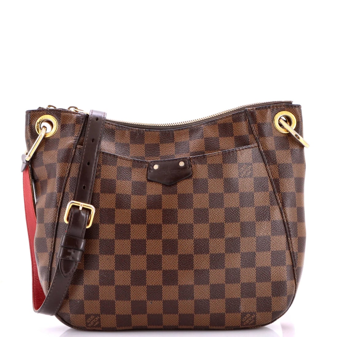 Damier Besace Bag Louis Vuitton South: Damier Besace Bag Louis Vuitton South Brown Damier Besace Bag with Gold Hardware, Canvas Coated Exterior and Red Fabric Interior. This Louis Vuitton South Bank Besace Bag features a classic cross