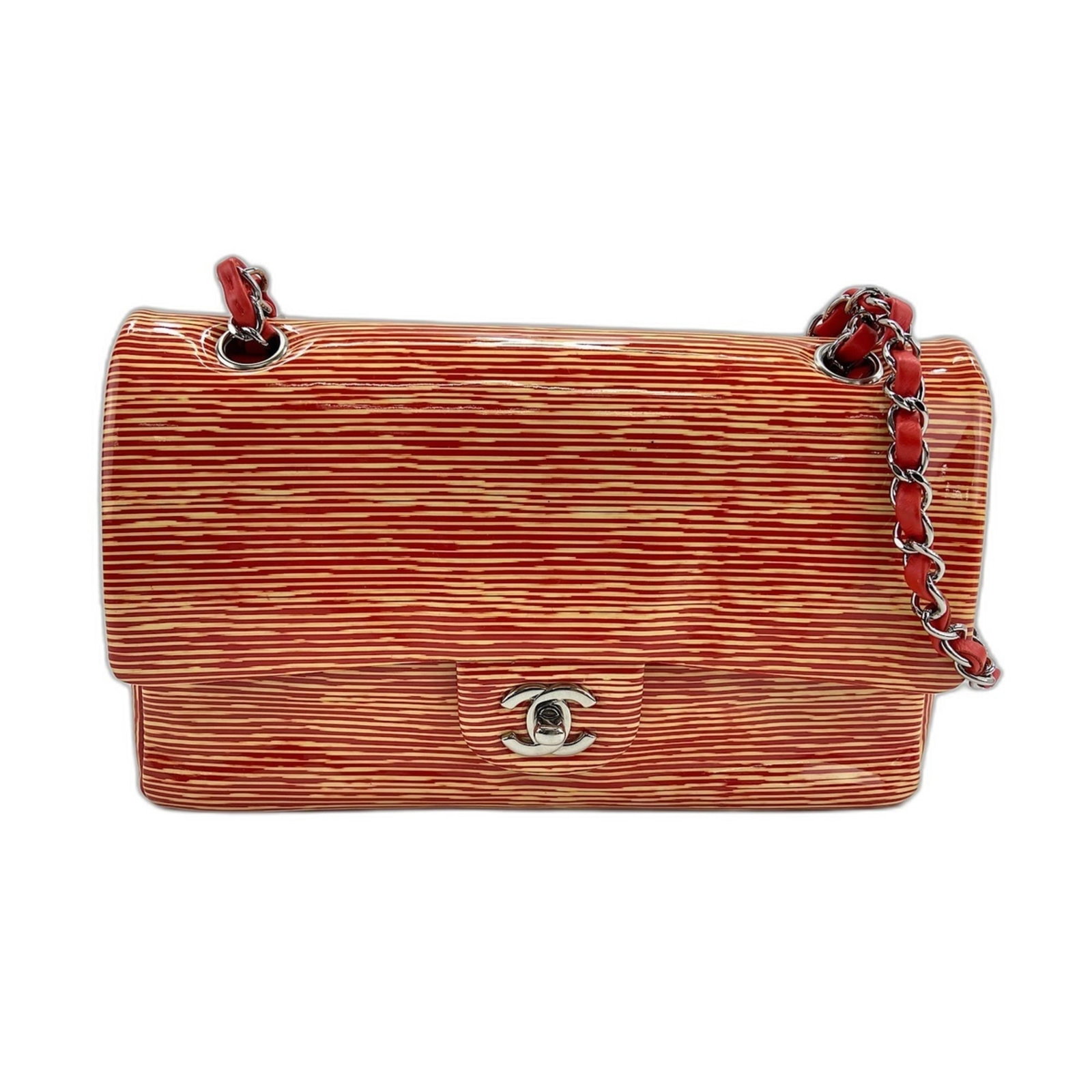 Shoulder Bag by Chanel: Shoulder Bag by Chanel The iconic Chanel shoulder bag boasts a vibrant orange hue, adding a pop of color to any outfit. Measuring 14cm x 26cm x 7cm, this stylish bag features a strap length of 54cm,