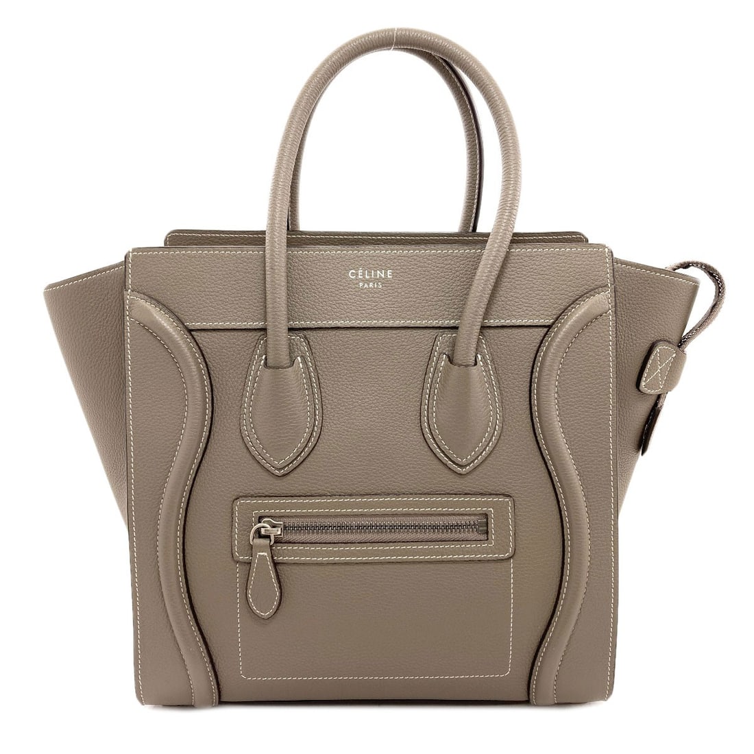 Calf Celine Handbag Micro Luggage: Calf Celine Handbag Micro Luggage Calf Celine Handbag Micro Luggage is made of Calf exterior material in gray color. The bag bears a signature. It is a style of Handbag from the brand CELINE. Item